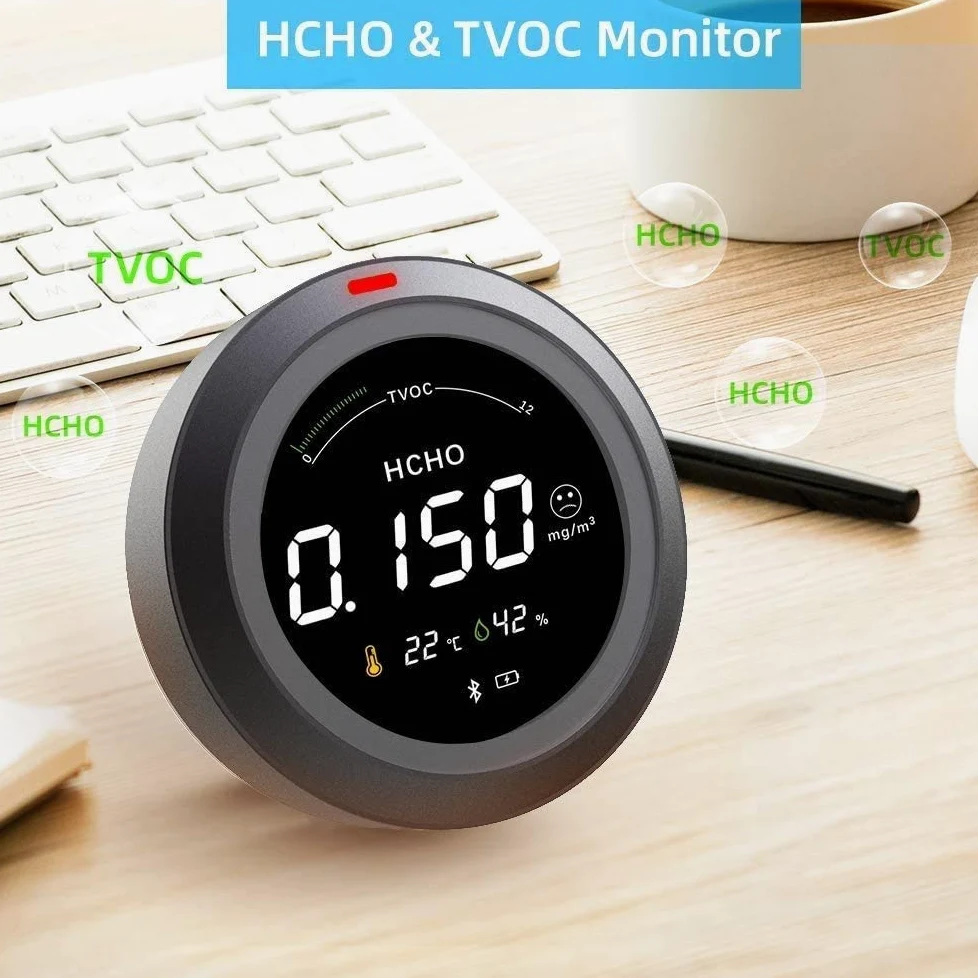 Termómetro Digital e higrómetro Monitor de Calidad de Aire Monitor Monitor de Temperatura del Monitor de la Temperatura de la Humedad con el Icono del Nivel de Confort y la batería Recargable.