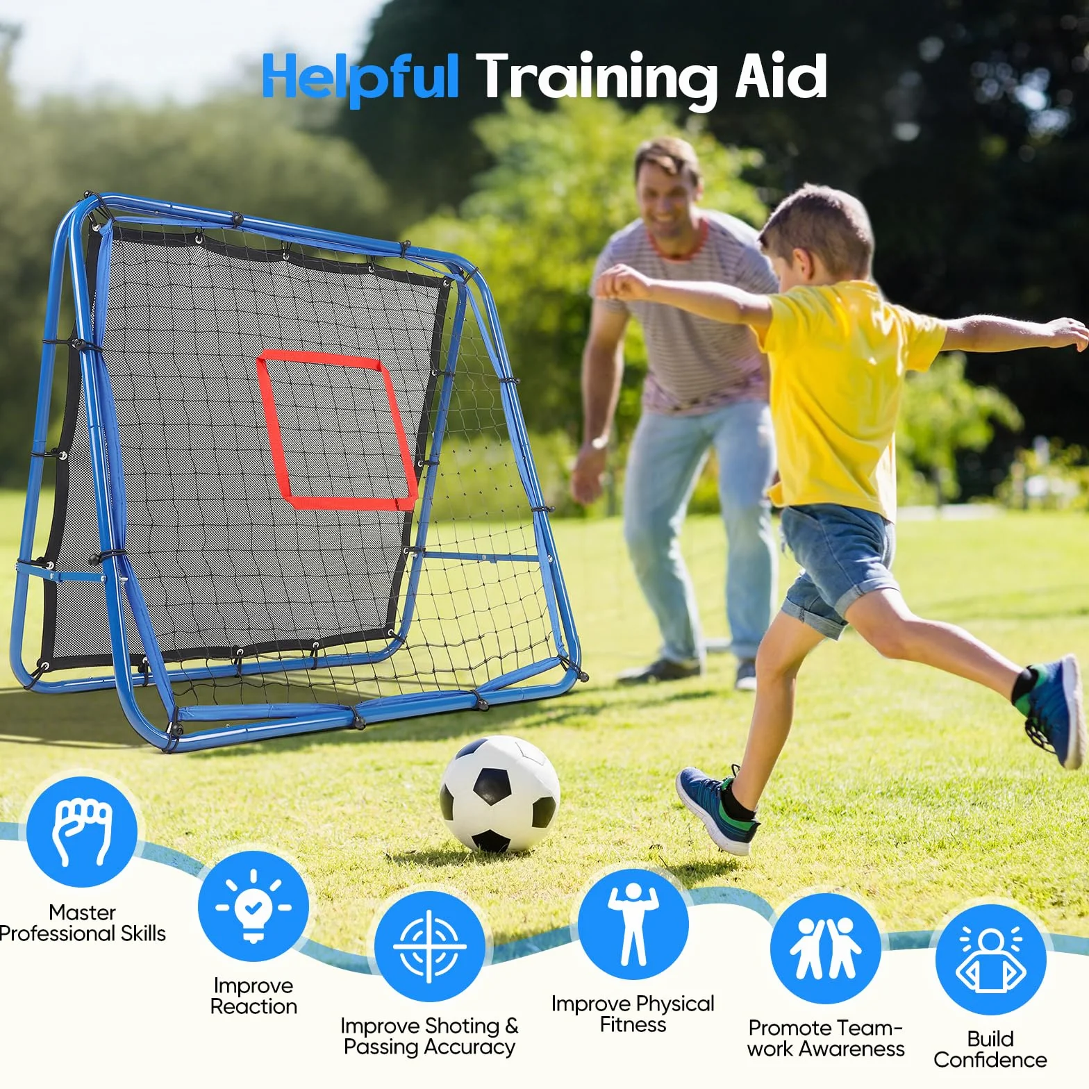 Reboteador Football Porterías de Fútbol para Jardín 100x100cm Exterior Kit Entrenamiento