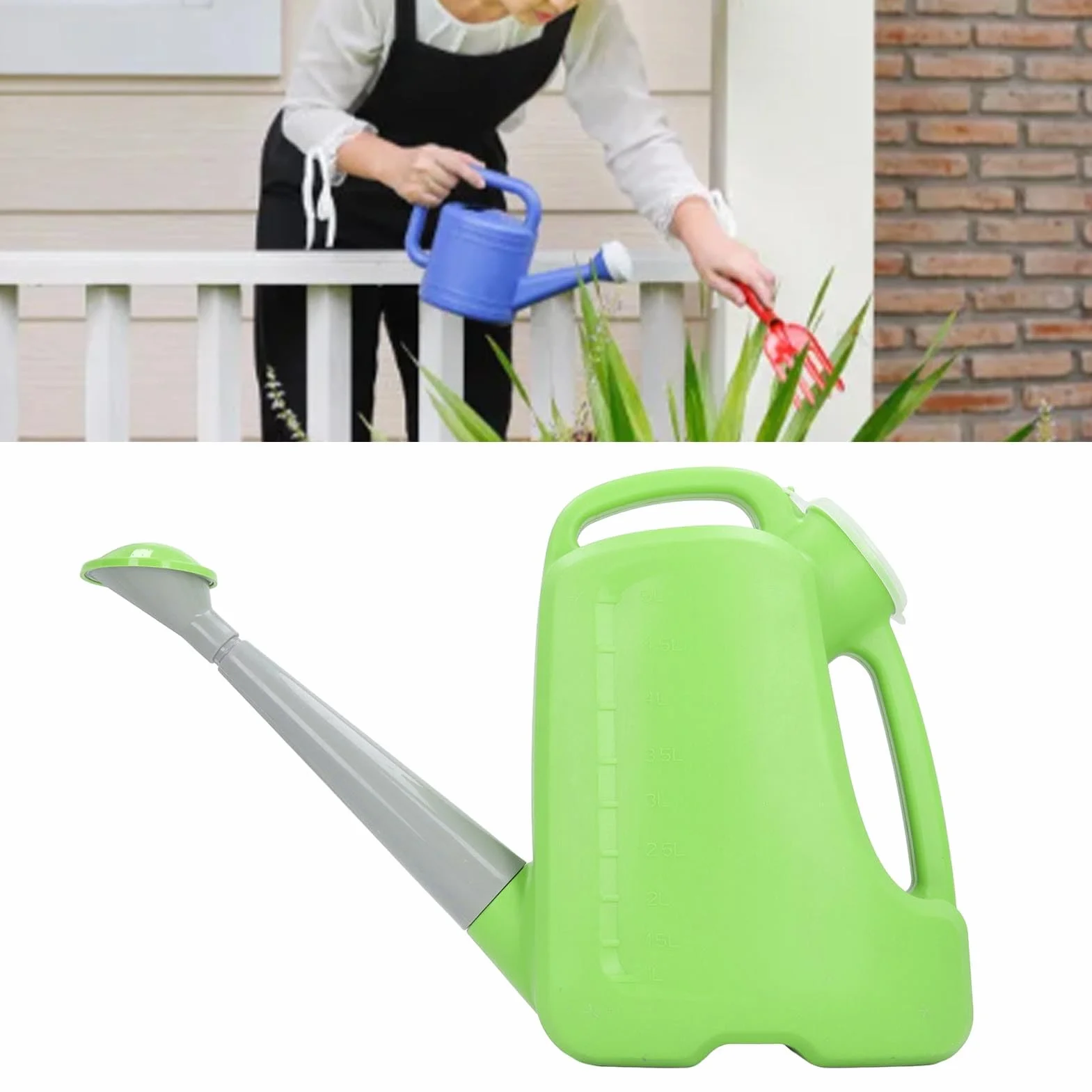 Regadera de Gran Capacidad, Ergonómico, Indicador de Nivel de Agua Moldeado Externamente, para Cualquier Planta, Hecha de Material PP, Adecuada para Granja Agrícola (5L)