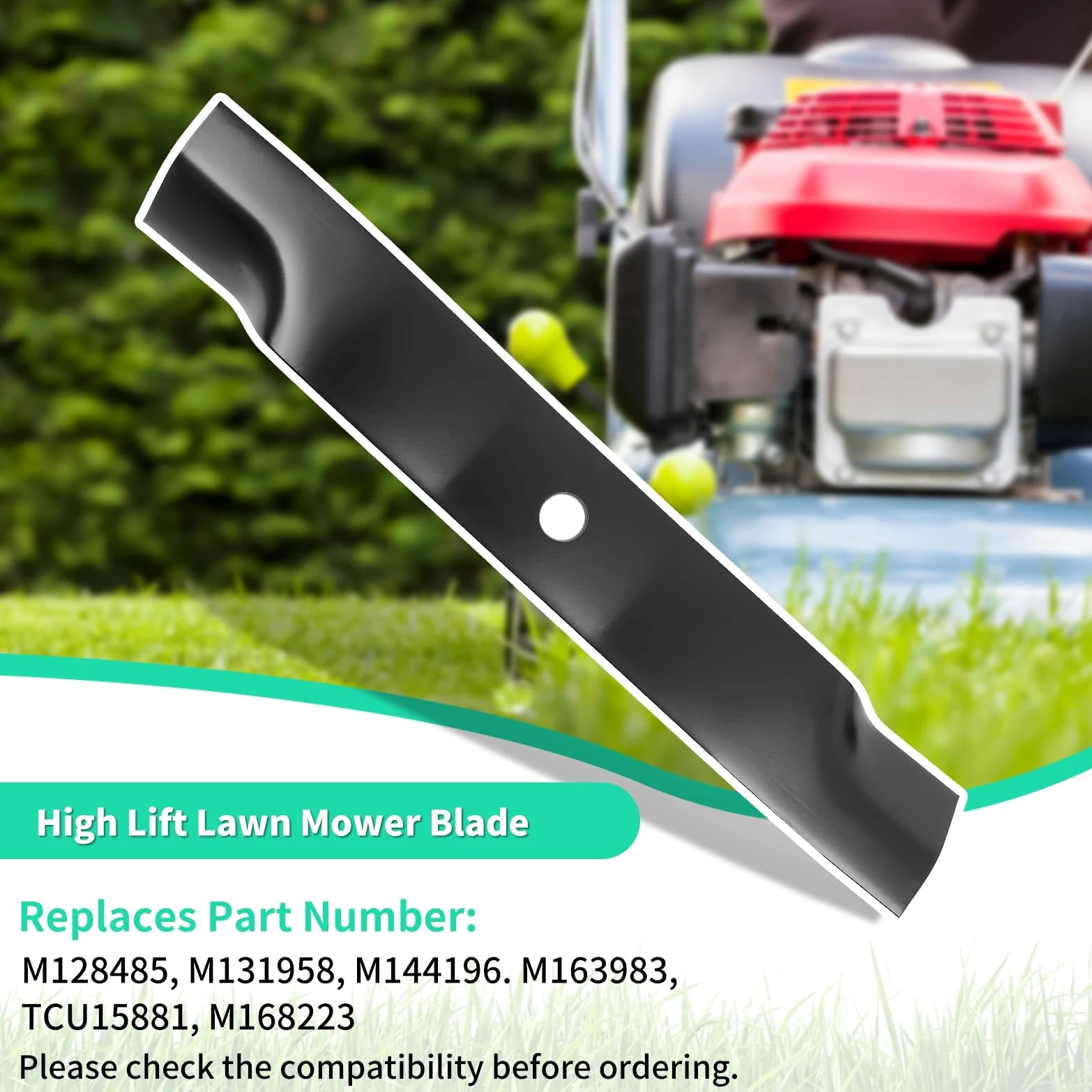 Cuchillas de alta elevación M128485 para cubierta de 60 pulgadas, cuchillas de cortacésped TCU15881 compatibles con cortacésped John Deere 737 757 797 997, sustituye a M131958 M144196