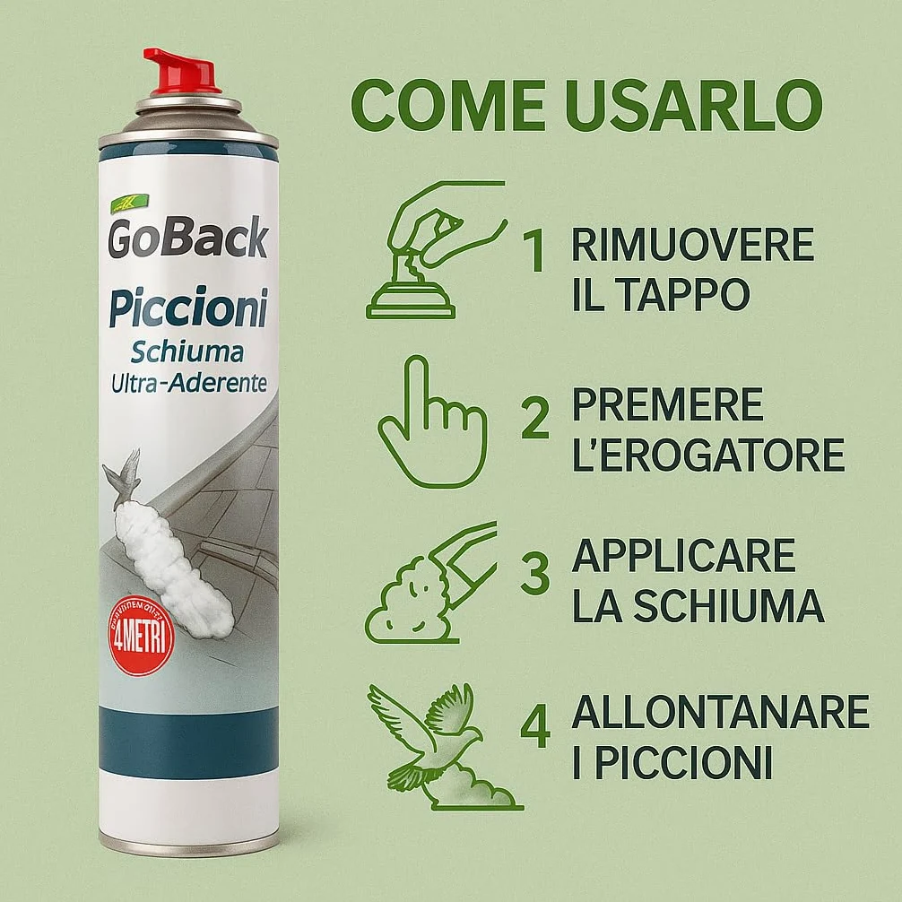 Repelente de palomas de espuma ultraadherente, spray repelente con eucalipto, barrera olfativa para balcones y techos, alcance 4 metros, 750 ml