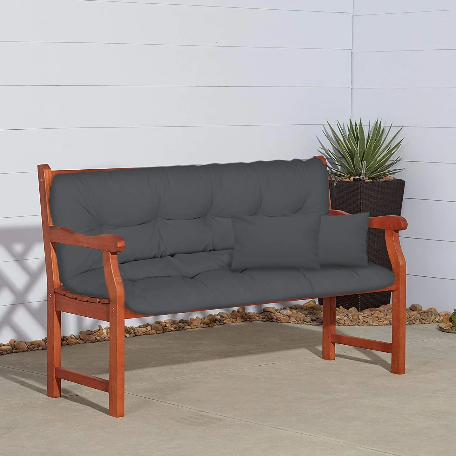 Cojín de banco para silla de jardín, impermeable, 100x50x50 cm, para muebles de palé, exteriores, tumbona, cojín de banco con respaldo para muebles de jardín, Beige [133]