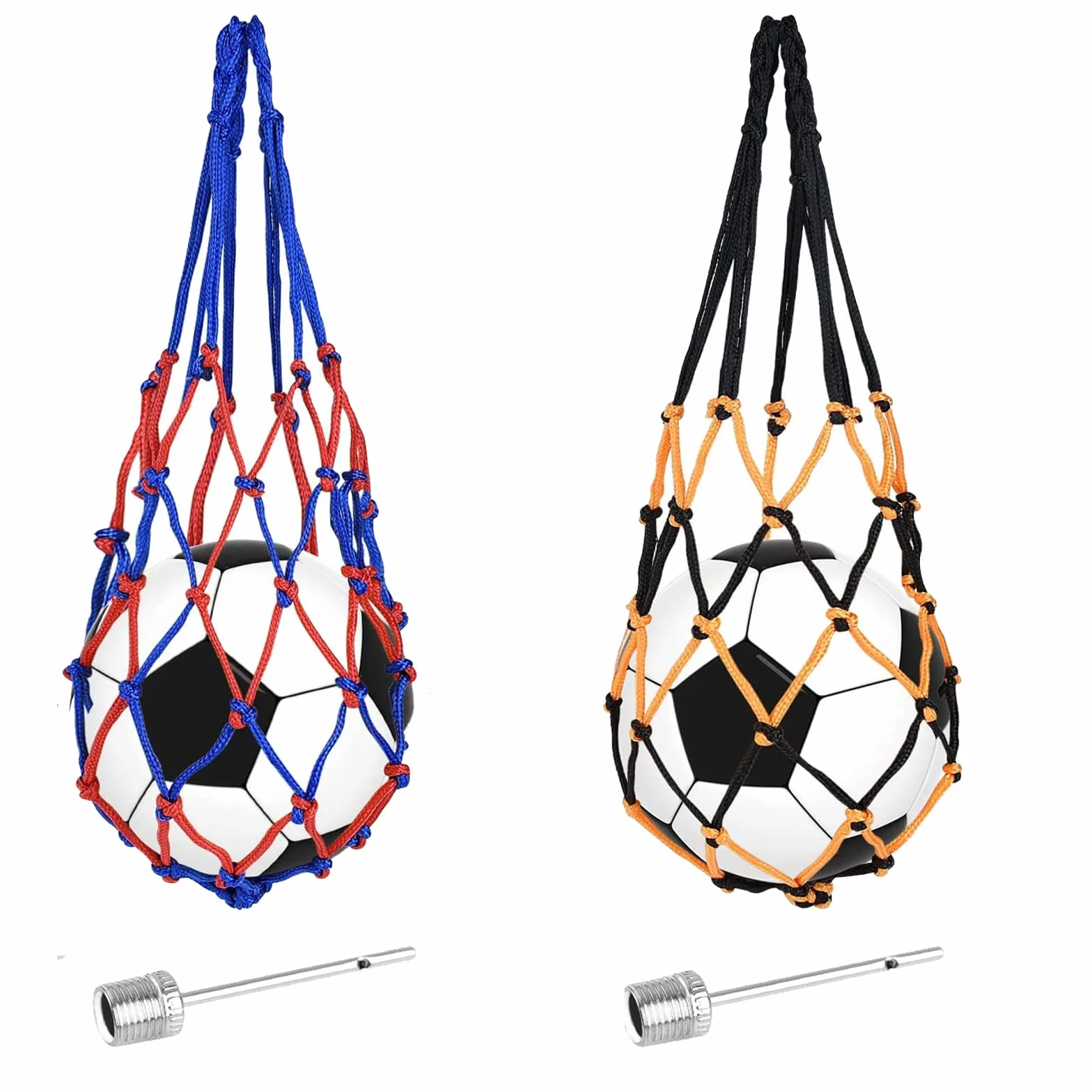 Red portátil para pelotas de fútbol, juego de 2 con bolsa y cordón