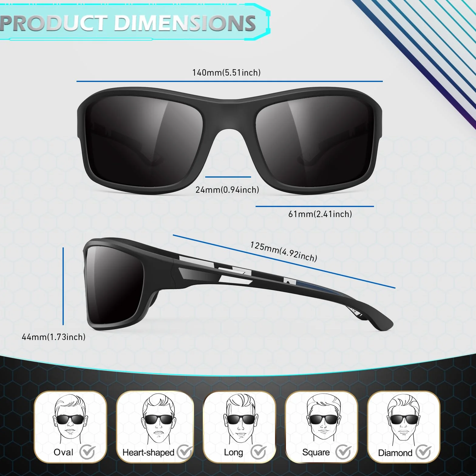 Sunier Gafas de Sol Polarizadas Deportivas Hombre Mujer UV400 Conducción Pesca Ciclismo