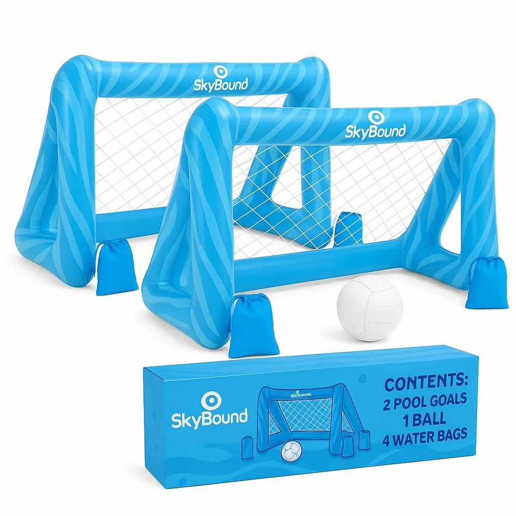 SkyBound 2 Porterías Piscina Hinchables para Niños con Balón y Bolsas de Peso Juguete Deportivo Acuático Fútbol