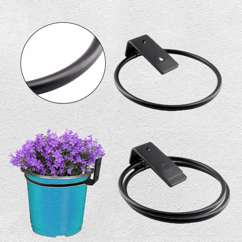 6 soportes de pared para macetas, soporte plegable para jardín, balcón y exterior, negro (4 pulgadas)