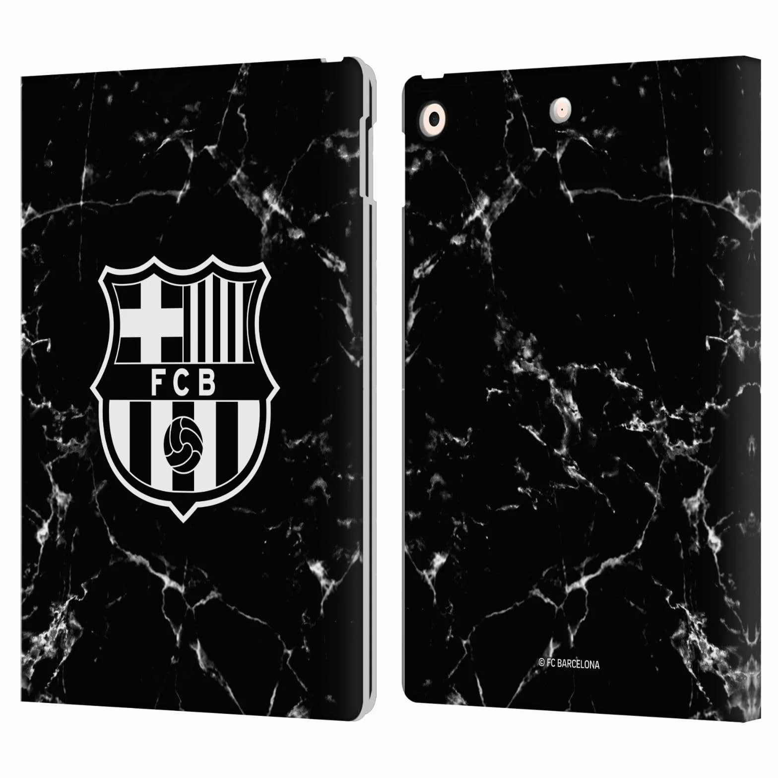 Head Case Designs Oficial FC Barcelona Mármol Negro Carcasa Cuero Tipo Libro Compatible Apple iPad 10.2 2019/2020/2021