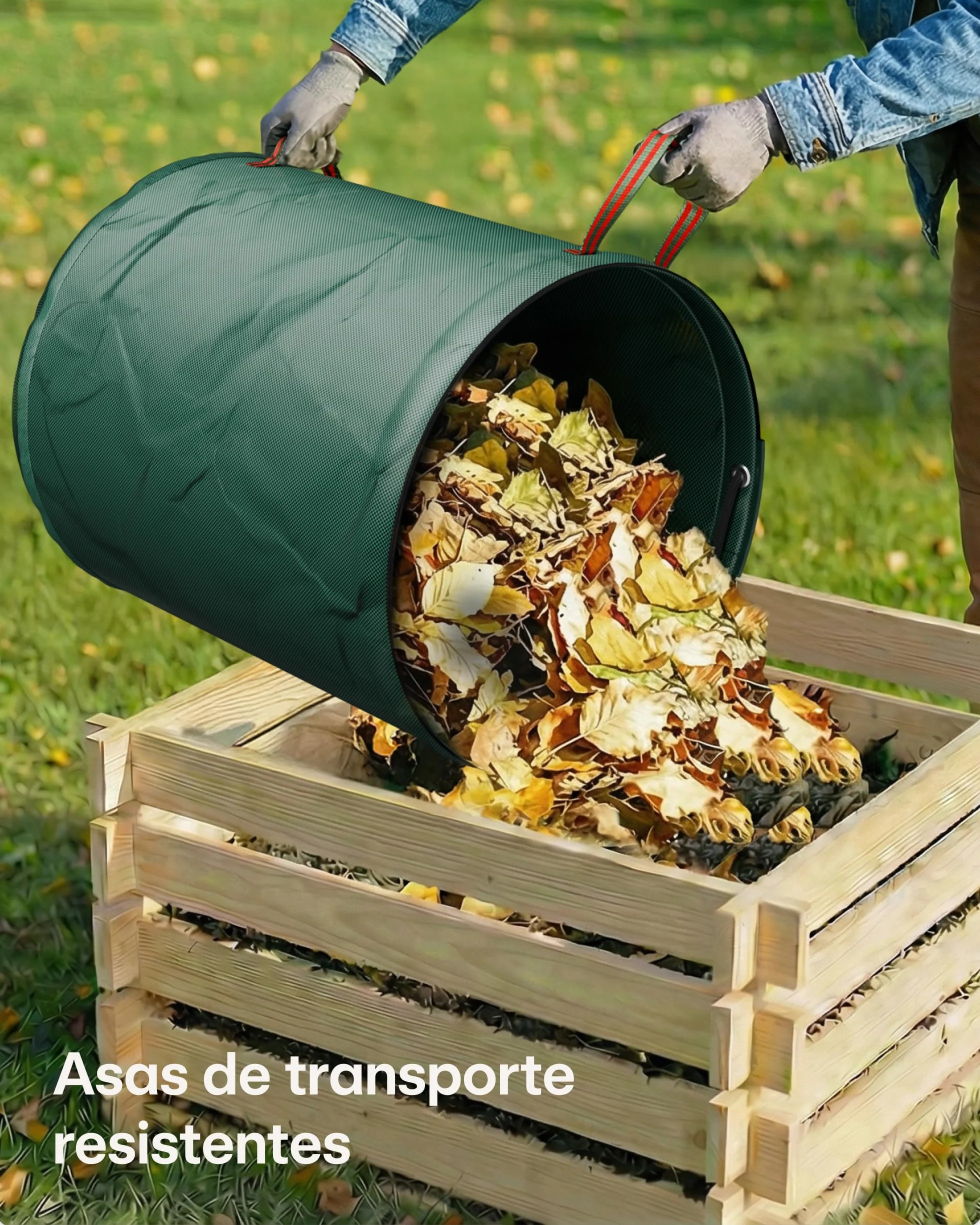 Praknu 3 Bolsa Jardin 300 L - Bolsa Basura Jardin Con 4 Asas Resistentes - Estable - Plegable - Reutilizable - Robusto Polipropileno