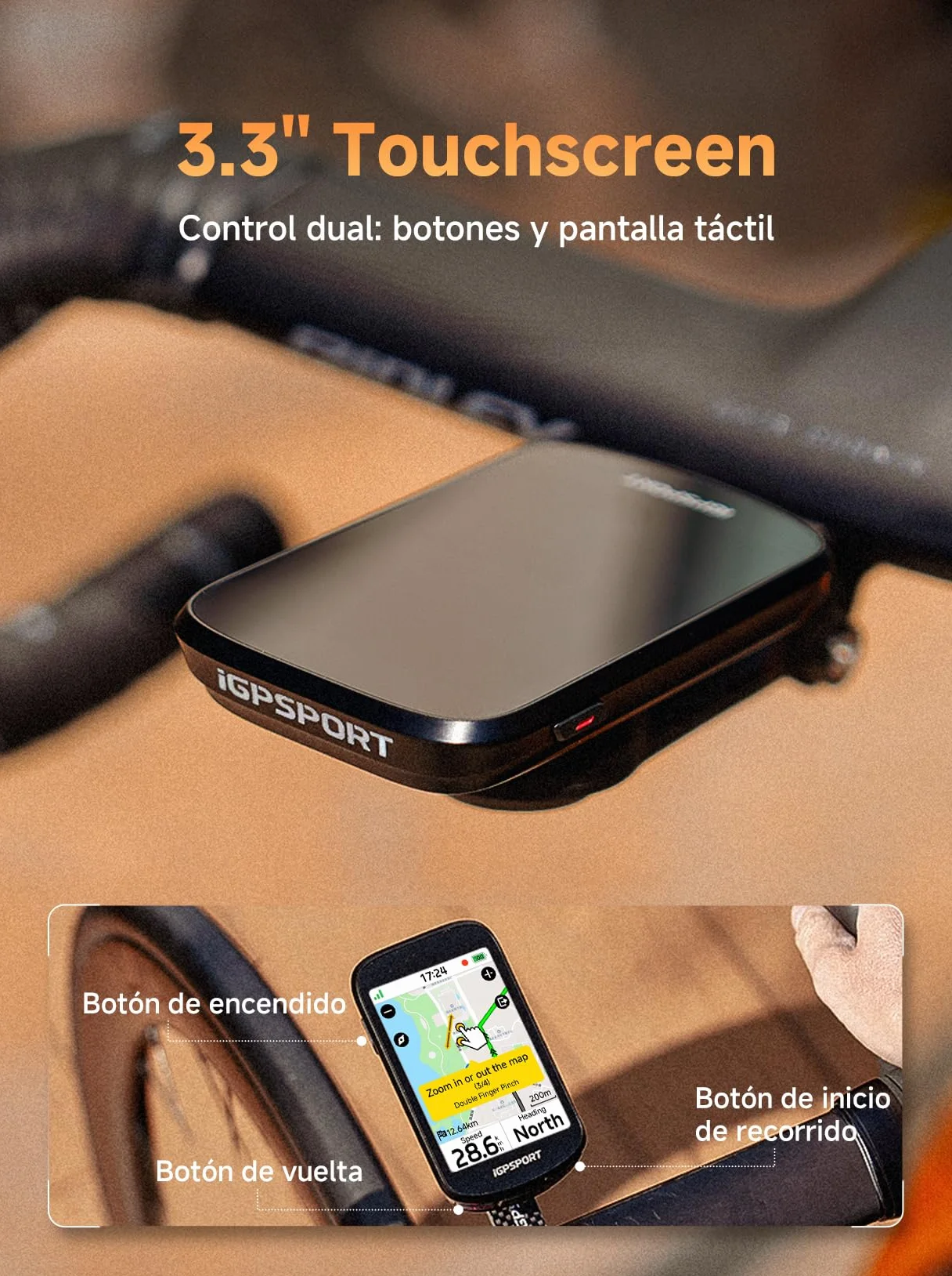 iGPSPORT BSC500 Ciclocomputador GPS Bicicleta Pantalla Táctil 3,3" Navegación Boz Timbre Electrónico Entrenamiento 32GB