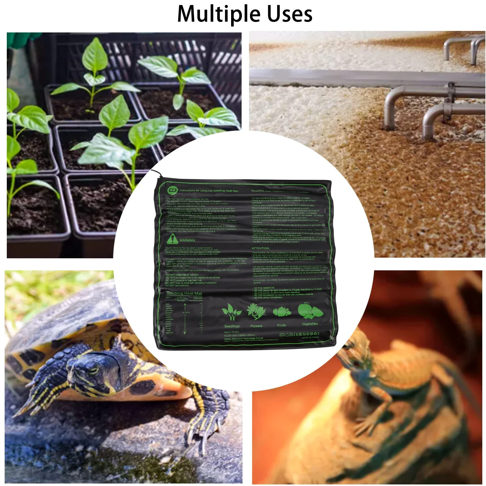 Alfombrilla térmica impermeable 50x50cm para plántulas, almohadilla calefactora hidropónica para plantas