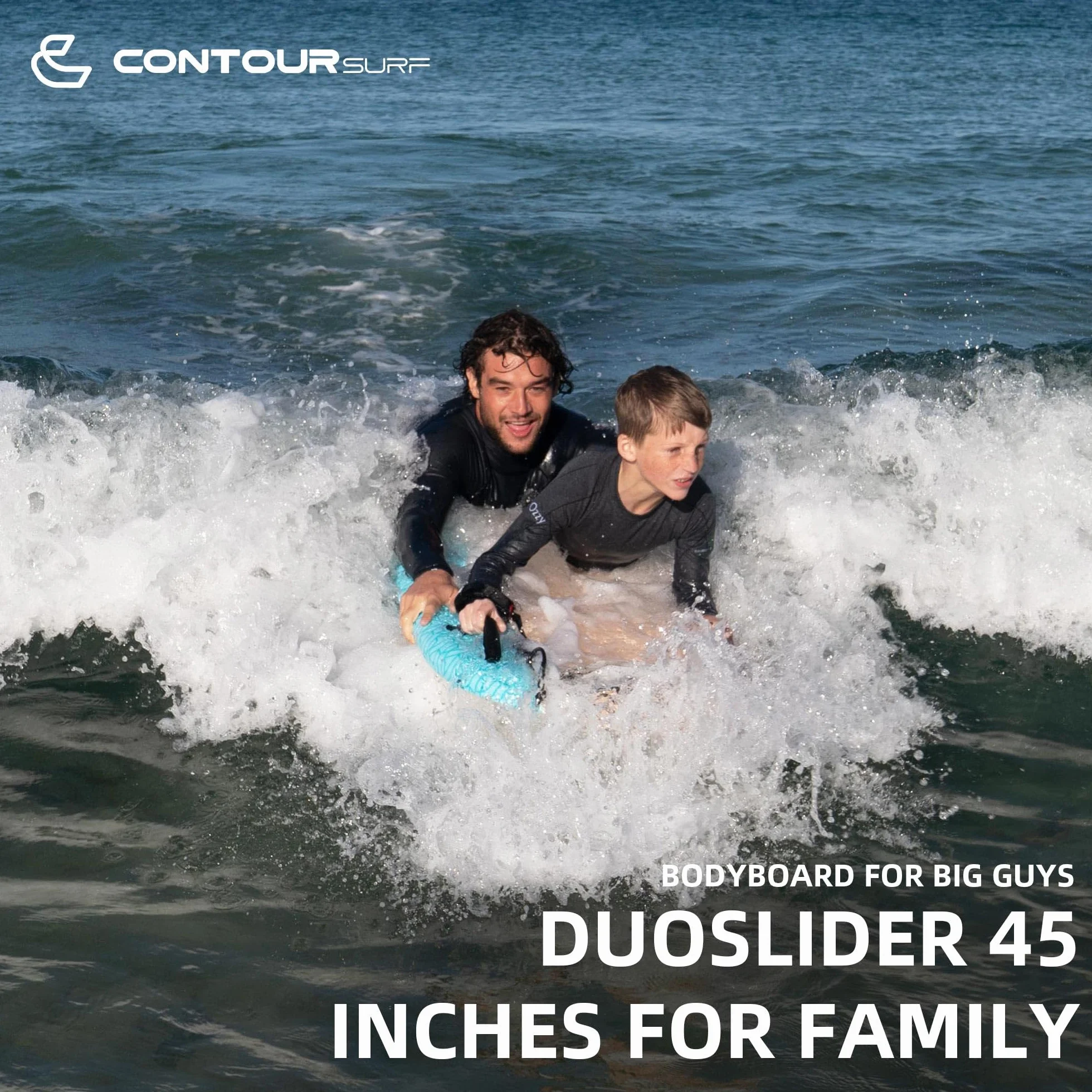 Contour Surf DuoSlider Tabla de Bodyboard 45 Pulgadas con Asas para Dos Personas