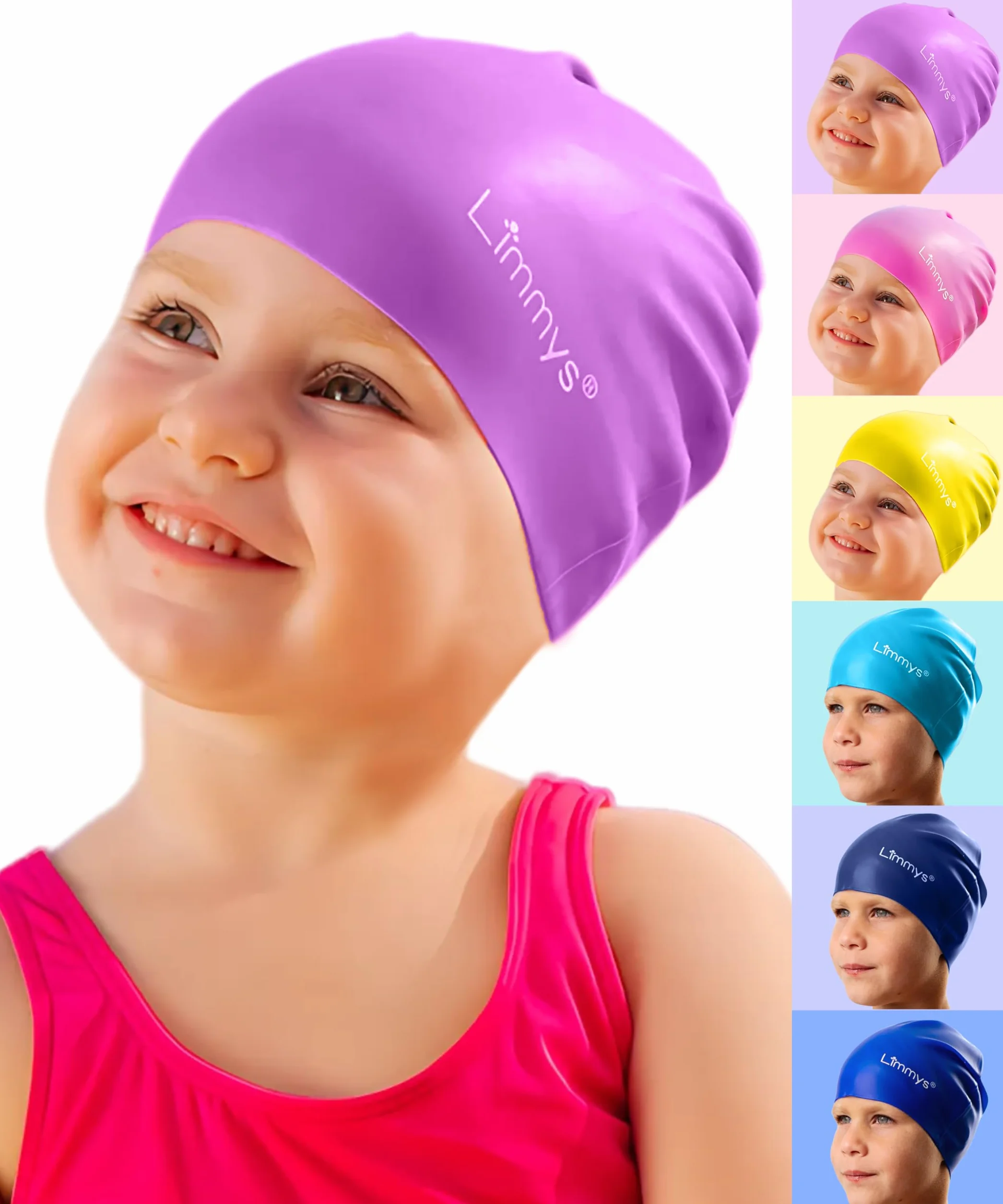 Limmys Gorro de Silicona para Niños Suave Elástico Antideslizante Flexible Protección de Oídos Sin Látex