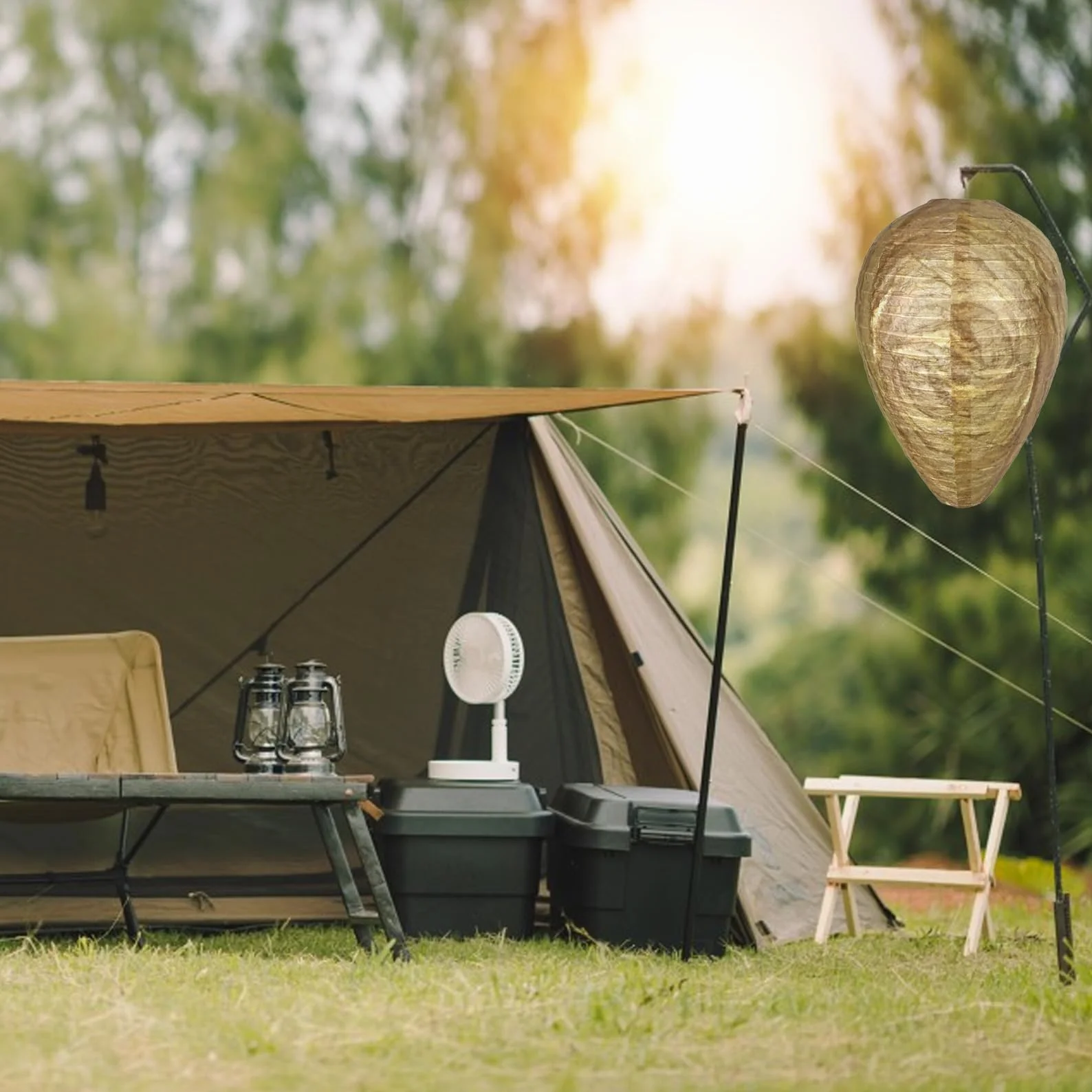 2 Unidades Señuelo Nido de Avispas para Colgar Exterior, Repelente Antiavispas Natural, Trampa Visual Disuasoria Falsa para Jardín, Terraza, Camping
