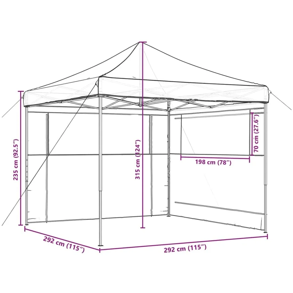 vidaXL Tienda de Fiesta Plegable Pop-Up 2 Paredes Laterales Terracota, Tienda, Tienda de jardín, cenador de Camping, toldo cenador, cenador toldo