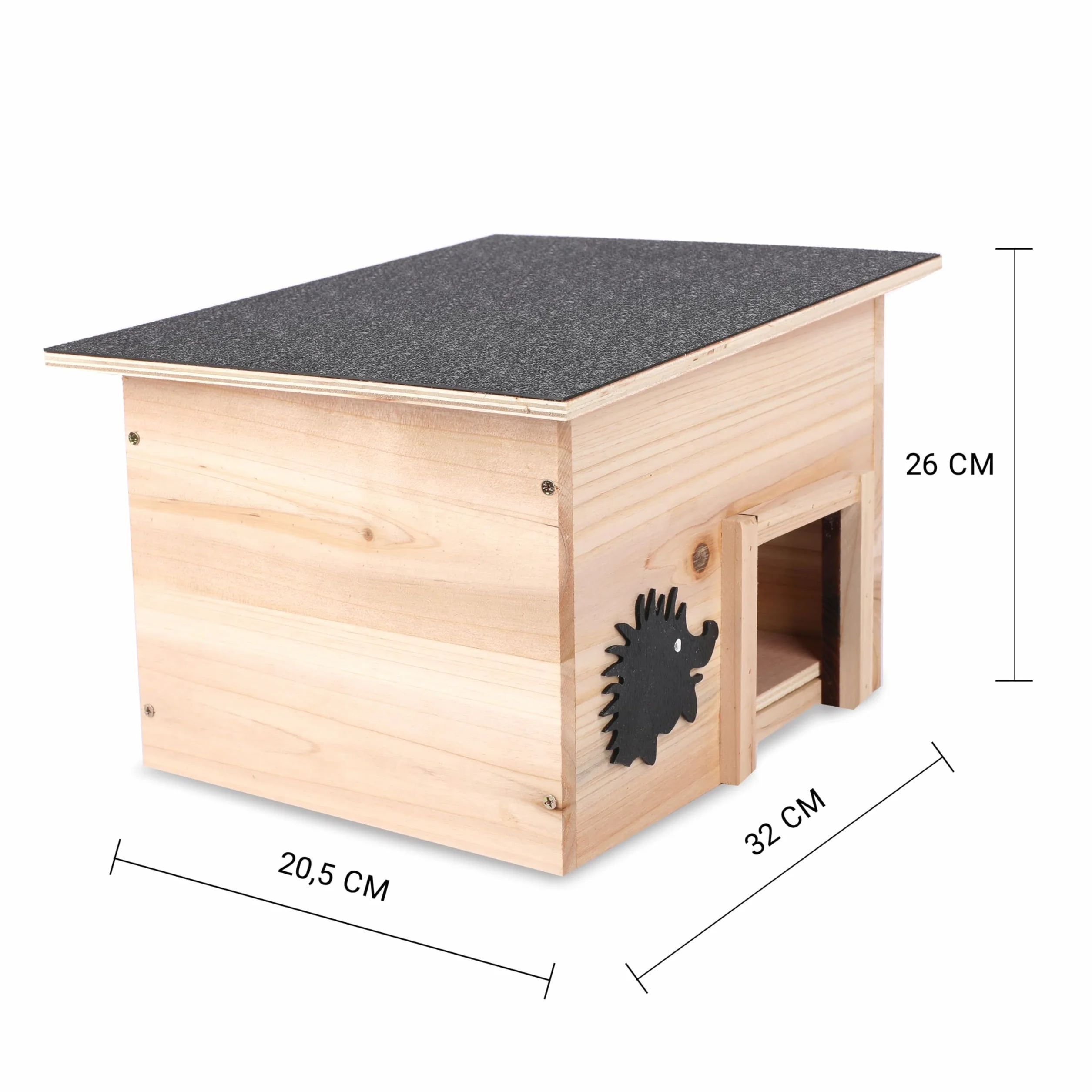 Tool&Tree – Casa de erizo de madera robusta con entrada de laberinto y suelo, 32 cm x 26 cm x 20,5 cm, resistente a la intemperie y seguro para erizos, buena protección contra los depredadores, ideal