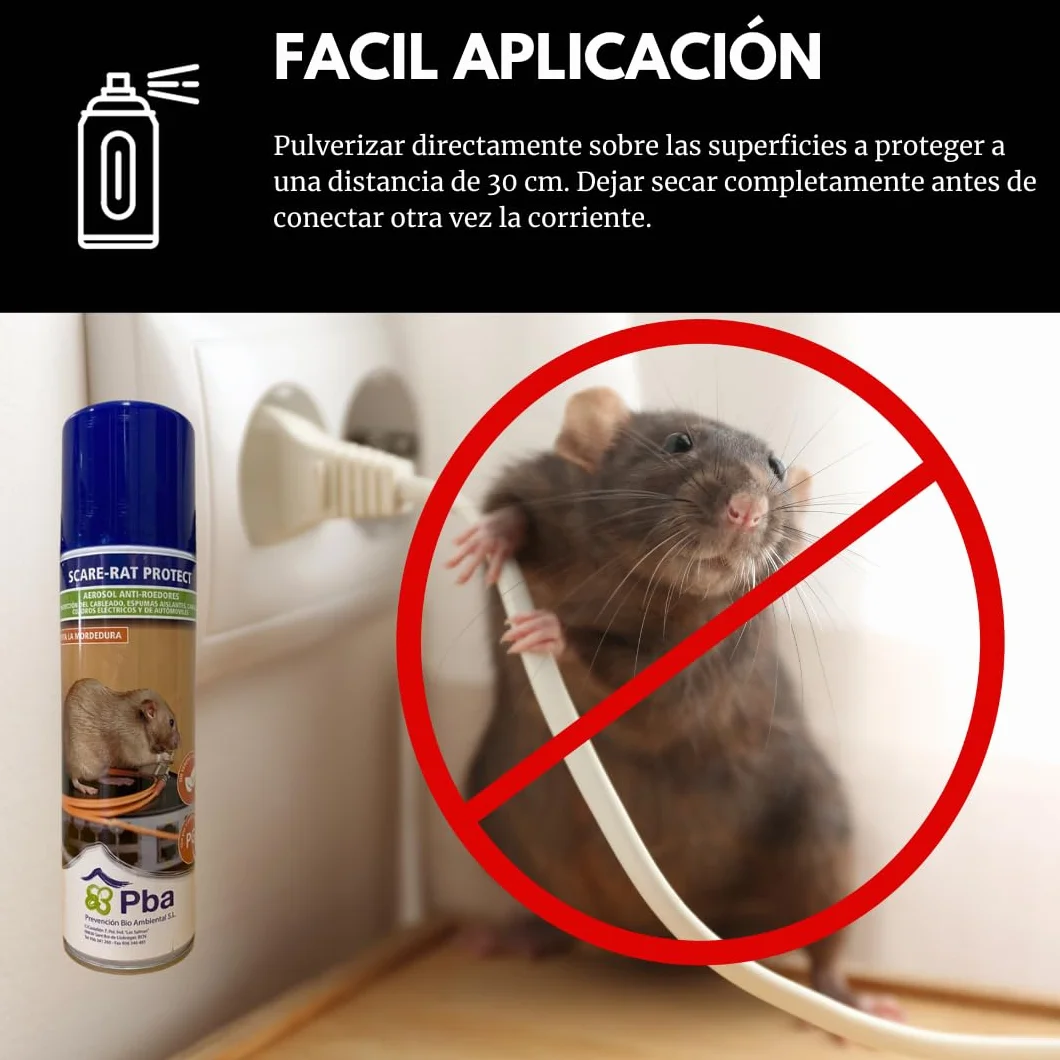 Spray ahuyentador Repelente de Ratas y Ratones para Coche Anti mordeduras de roedores para la protección de Cables eléctricos Cuadro eléctricos automoviles aislantes Aerosol 1X500ml Scare Rat