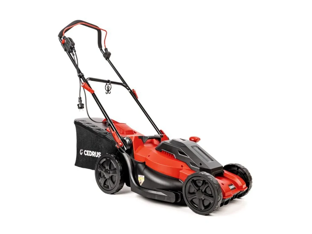 Hahn & Sohn Cedrus CEDKE40 - Cortacésped eléctrico, 1800 W, Ancho de Corte de 40 cm, Cesta de Recogida de 45 L, Ajuste de Altura, silencioso, cortacésped eléctrico, jardín, Ligero