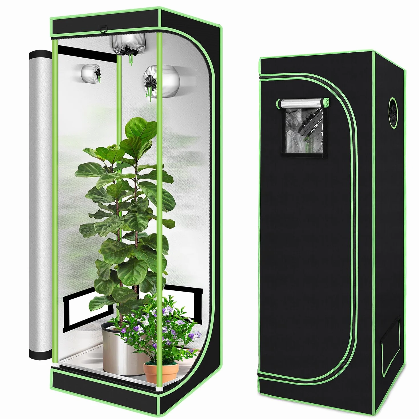 Tienda de cultivo 60x60x180 cm, 600D Oxford con ventana, resistente a la luz y al agua, armario interior