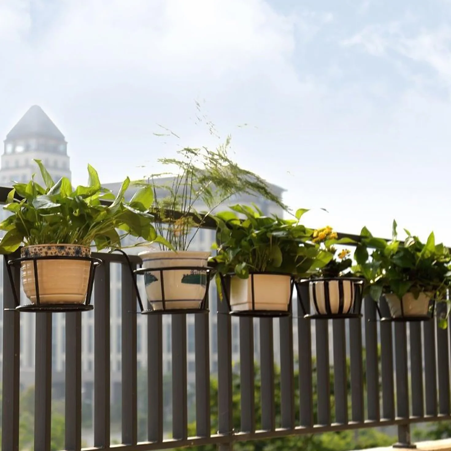 3 Piezas Soporte Para Macetas Exterior, Soporte Flores Redondo Gancho, Estante Hierro Plantas Colgantes, Titular De Maceta Colgante, Adecuado Para Balcón, Jardín, Valla, Interior y Exterior