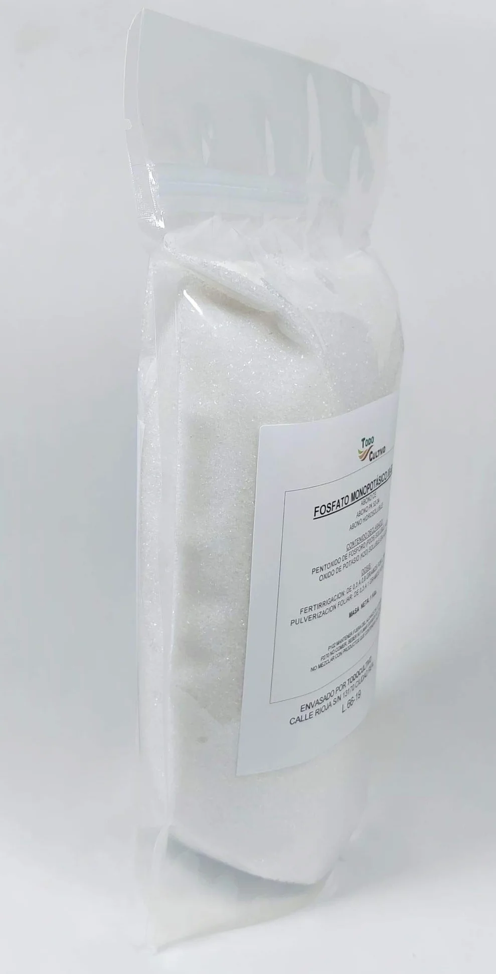 monopotásico 00-52-34 (MKP) KH₂PO₄ Hidrosoluble cristalino y foliar 1 Kilo monopotasio Utilizado para cuajado y la maduración de los Frutos de arboles y arbustos.