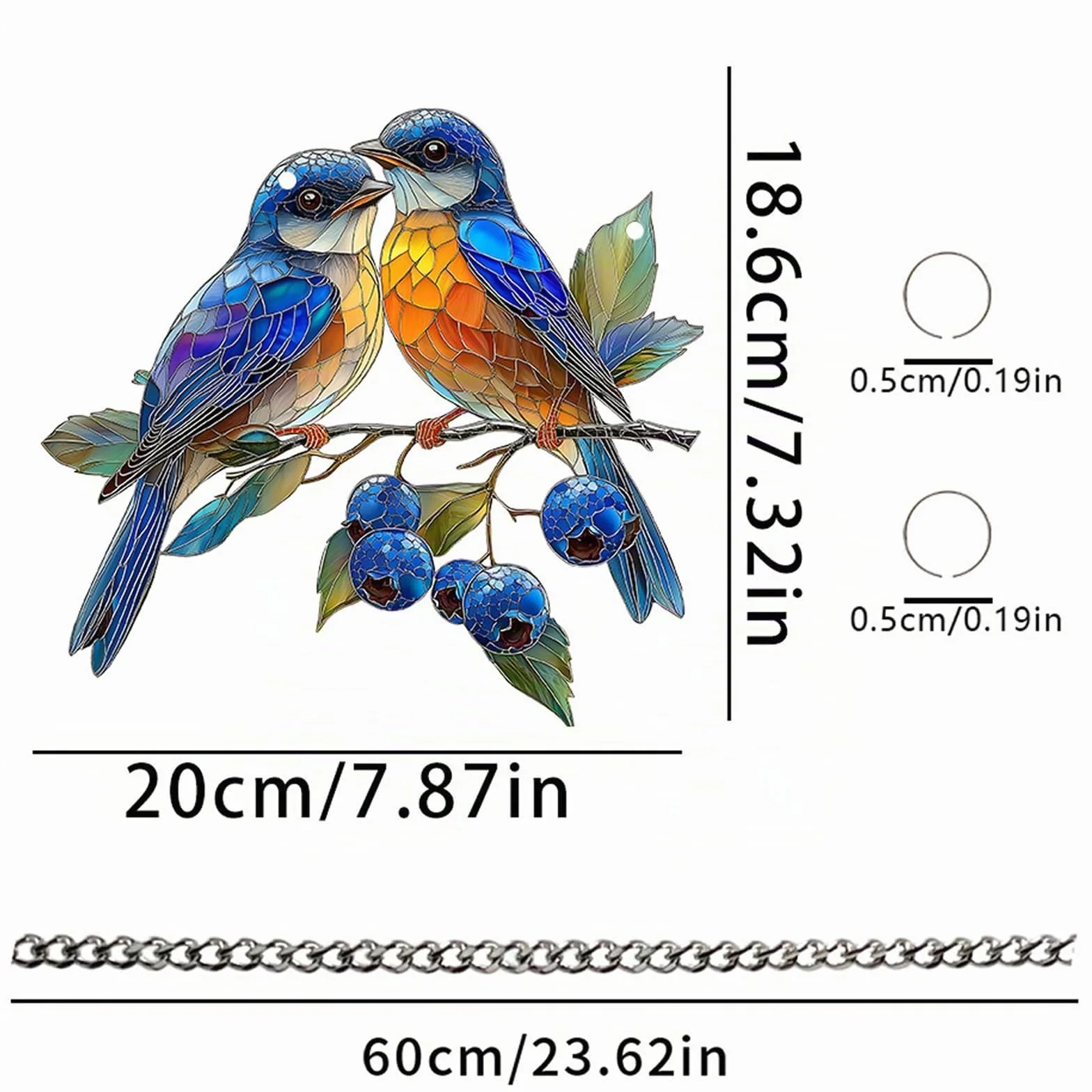 Atrapasoles Colgante Pájaro Decorativo de Acrílico 18x20 cm Decoración Hogar y Jardín Veleta de Viento Sun Catcher para Ventanas Paredes Árboles o Terraza Decoración Interior y Exterior