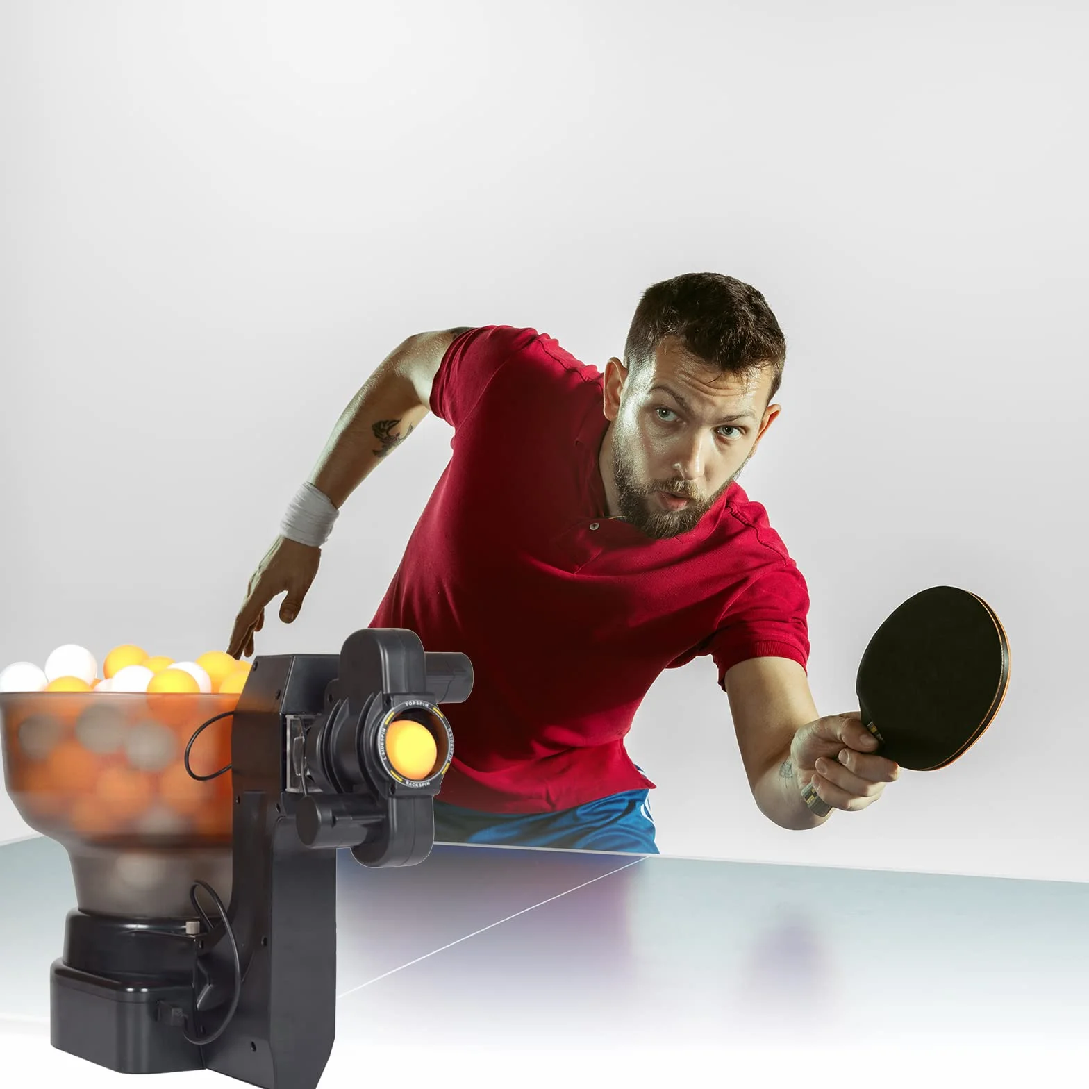 Máquina de Tenis de Mesa HP-07 Robot Automático con 36 Bolas de Giro Diferentes