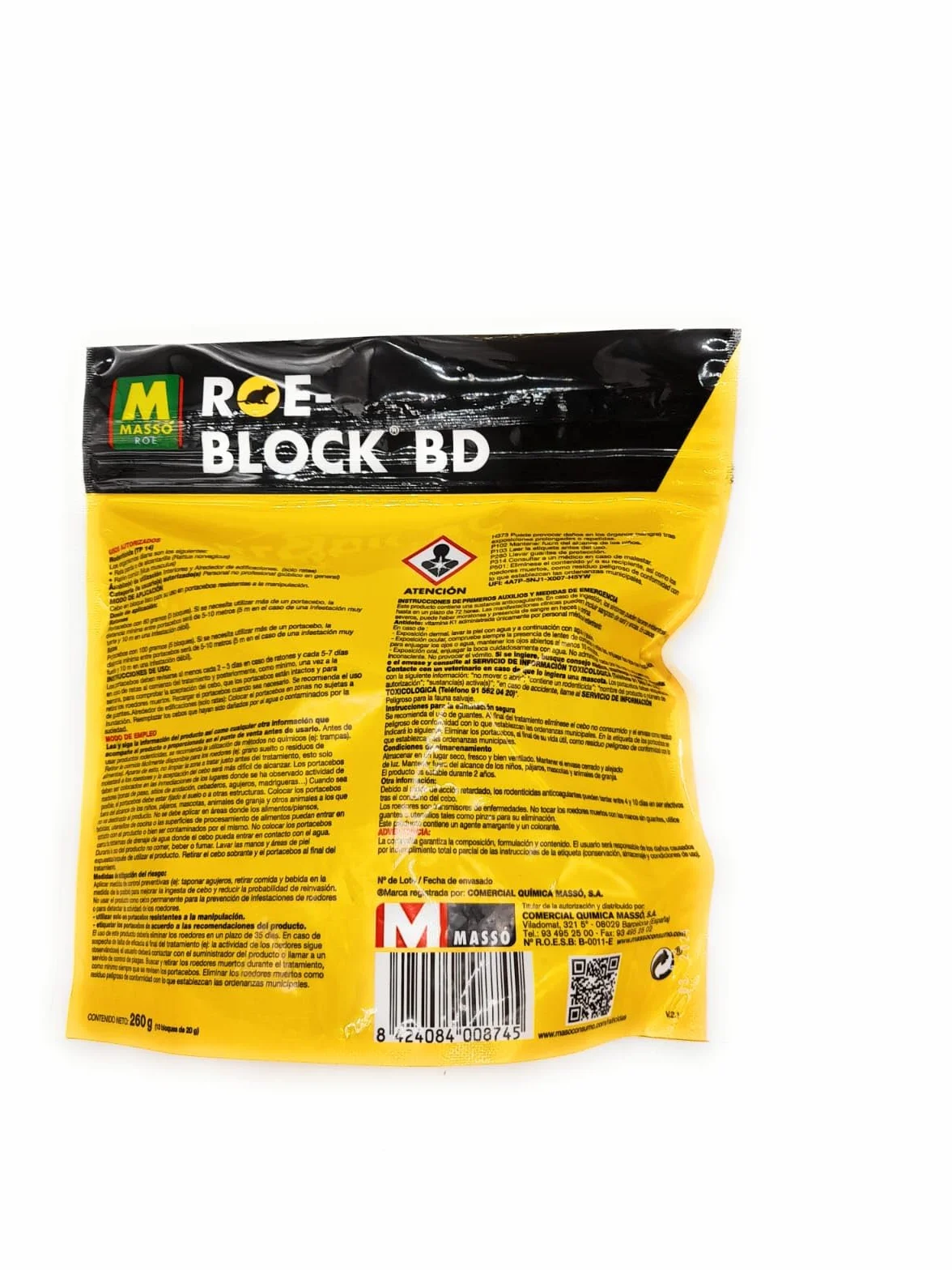 Raticida Roe-Block Bd en bloque de 260 gr. + 2 guantes de regalo