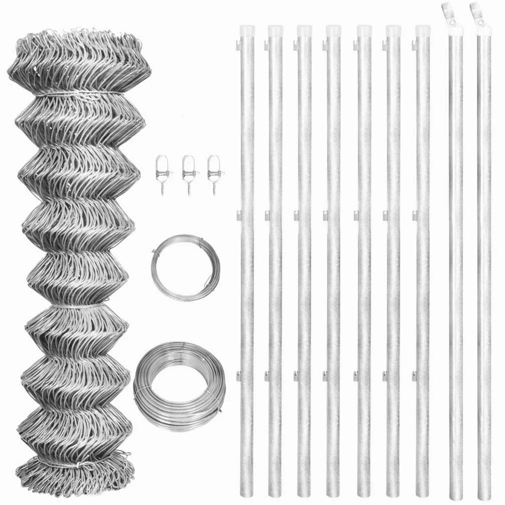 LAPOOH Valla Tela metálica y Postes Acero galvanizado Plateada 15x1 m, Alambradas para Fincas, Malla Metalica, Alambre De Espino, Valla Metalica, Malla Ganadera, Malla Cinegética