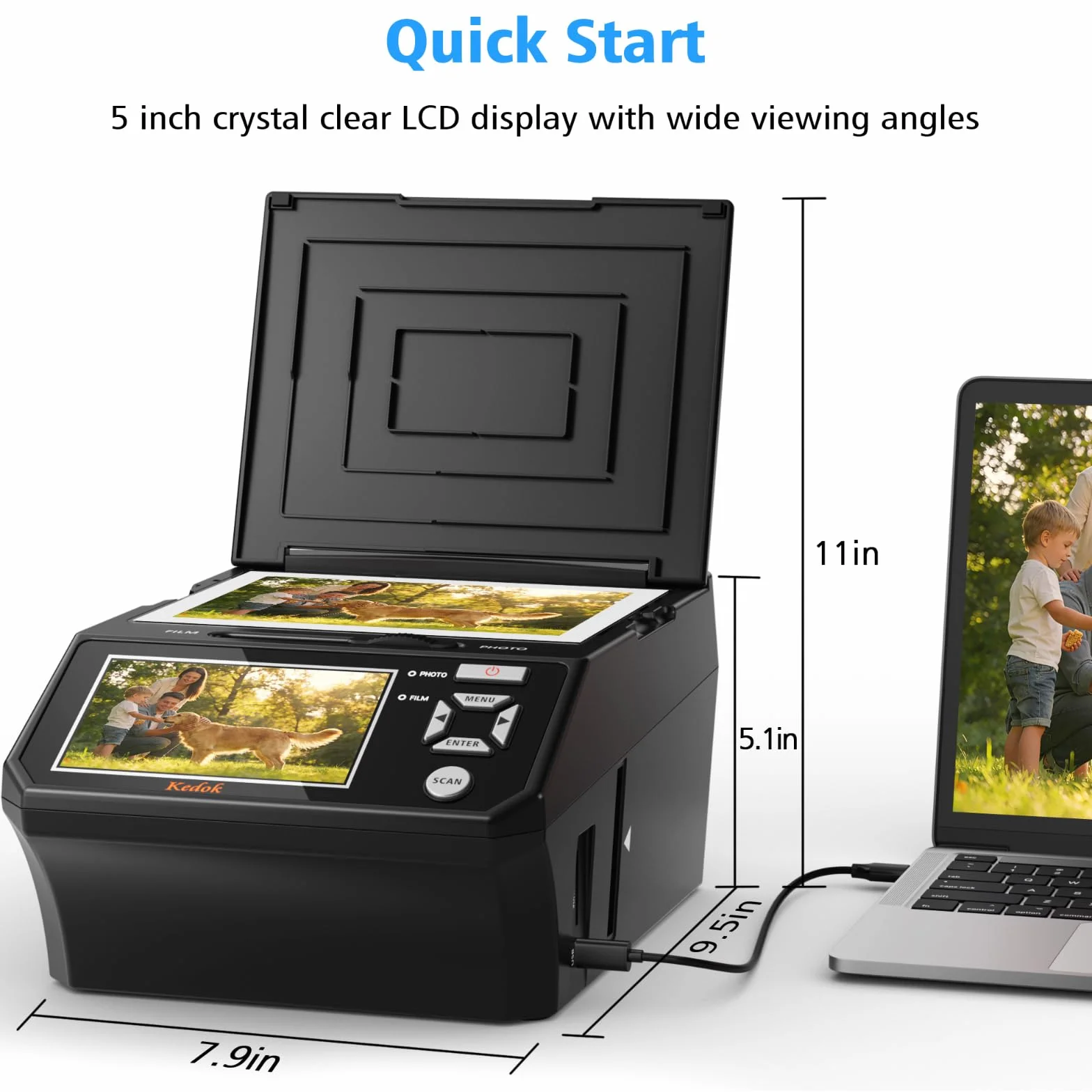 Escáner fotográfico 35mm 110mm 22MP LCD 5 Pulgadas JPEG Tarjeta SD 8GB