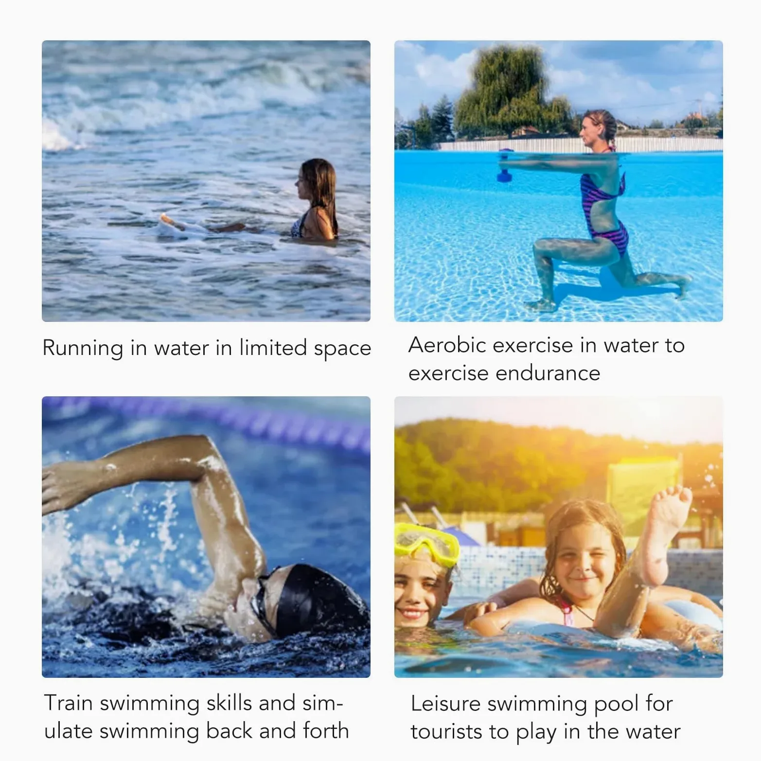 Entrenador de piscina sin fin, para el hogar, piscina pequeña, contracorriente, dos boquillas, natación de punto fijo, fitness y recreación