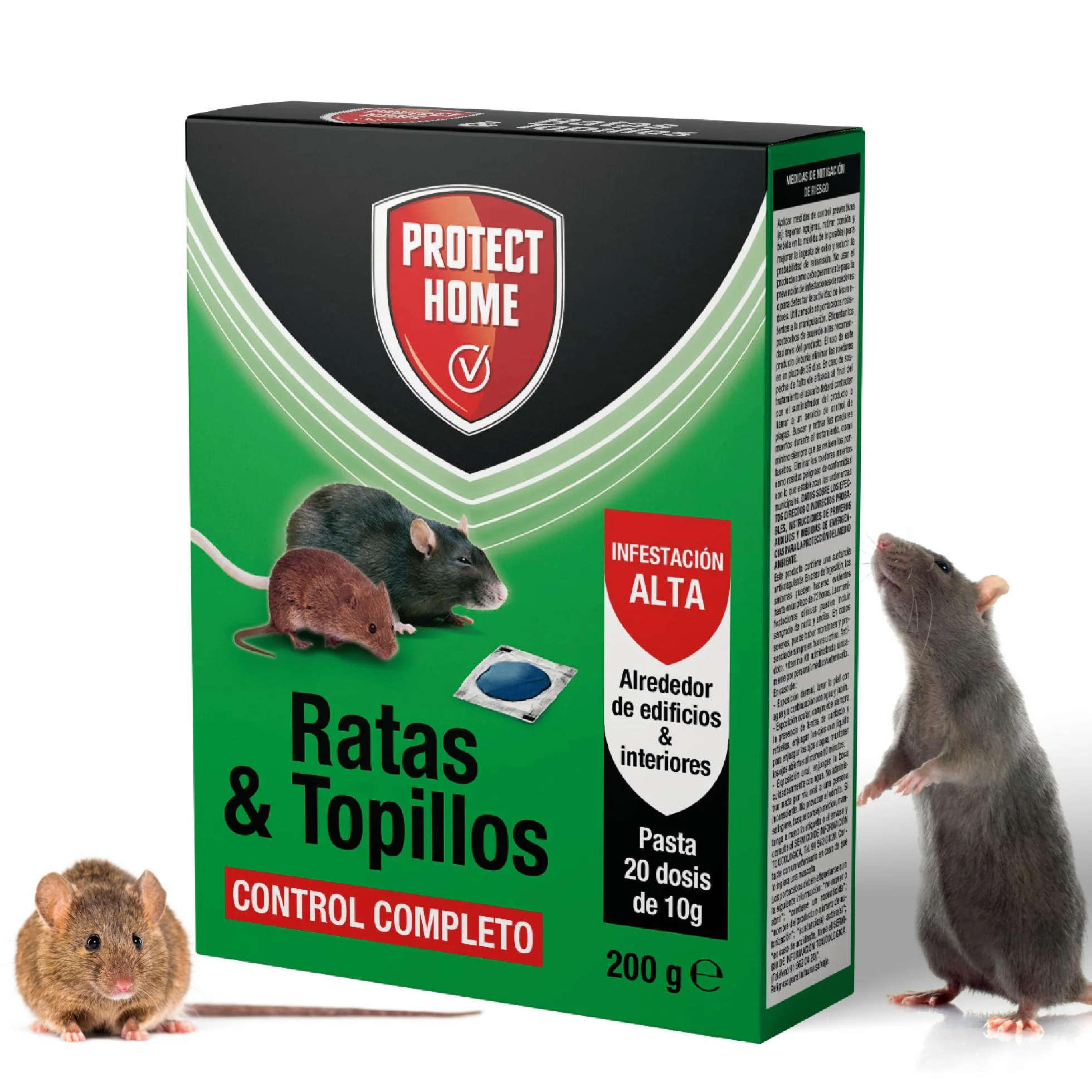 PROTECT HOME atrayente de Ratas y topillos en Pasta, Control Completo. Indicado para Interiores y Exteriores