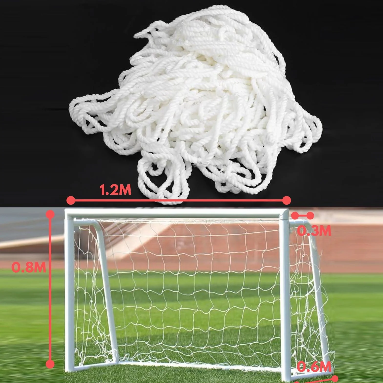 Jadeshay Red Campo Futbol Soccer Goal Net 1.2x0.8m Weather Resistant Replacement