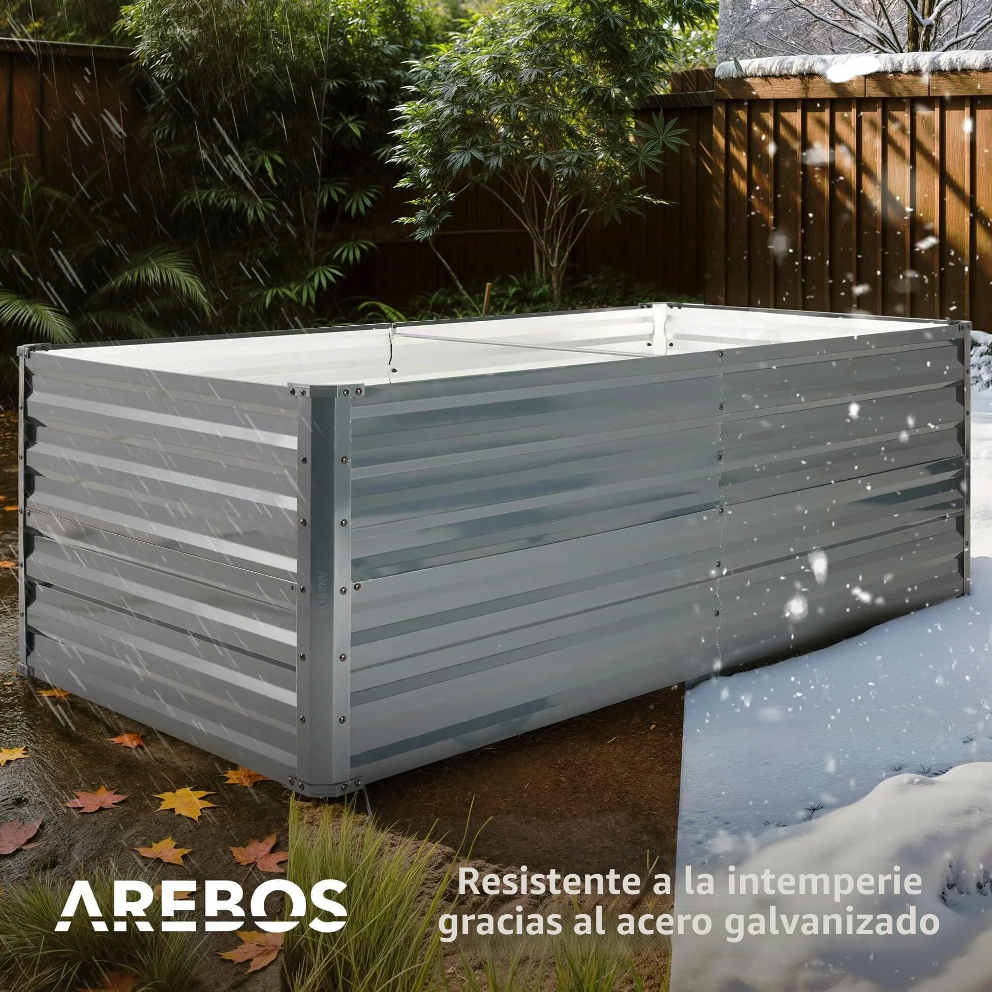 Arebos Cama de Jardín Elevada de Metal 180x90x79 cm | Cama de jardín de Acero galvanizado | Cama de siembra Resistente a la Intemperie y al óxido | Cama de Vegetales Rectangular para jardín y Patio