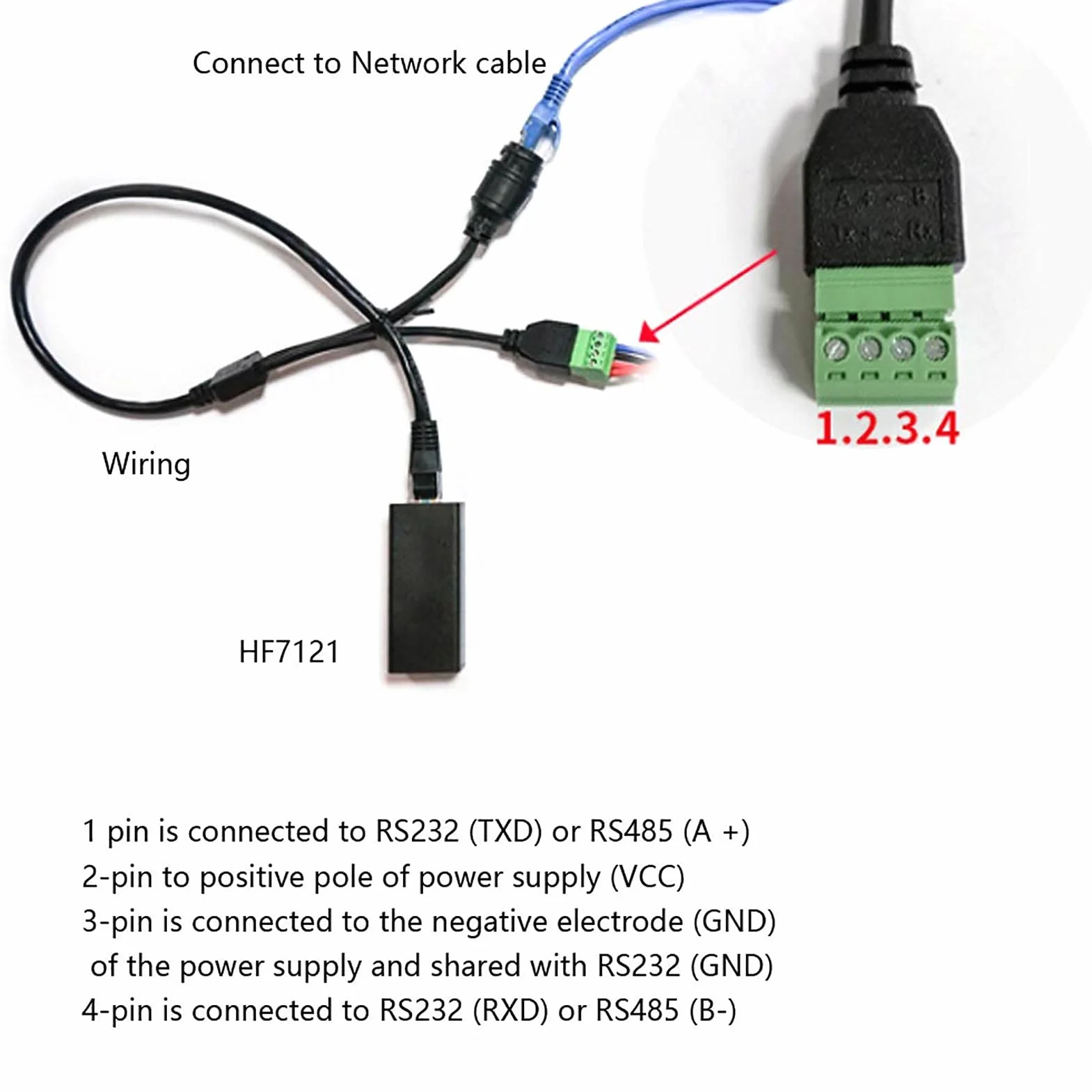 Módulo de Comunicación Ethernet Industrial HF7121, Servidor Serie IP/Modbus, 10/100M, 5-36VDC