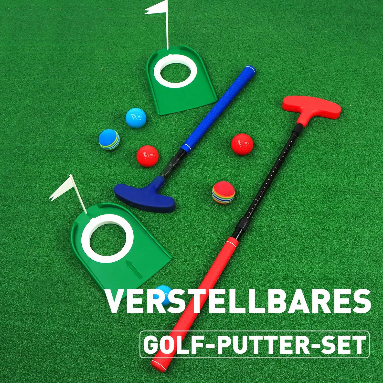 Juego de putter de golf ajustable ambidiestro rojo y azul para niños y jóvenes