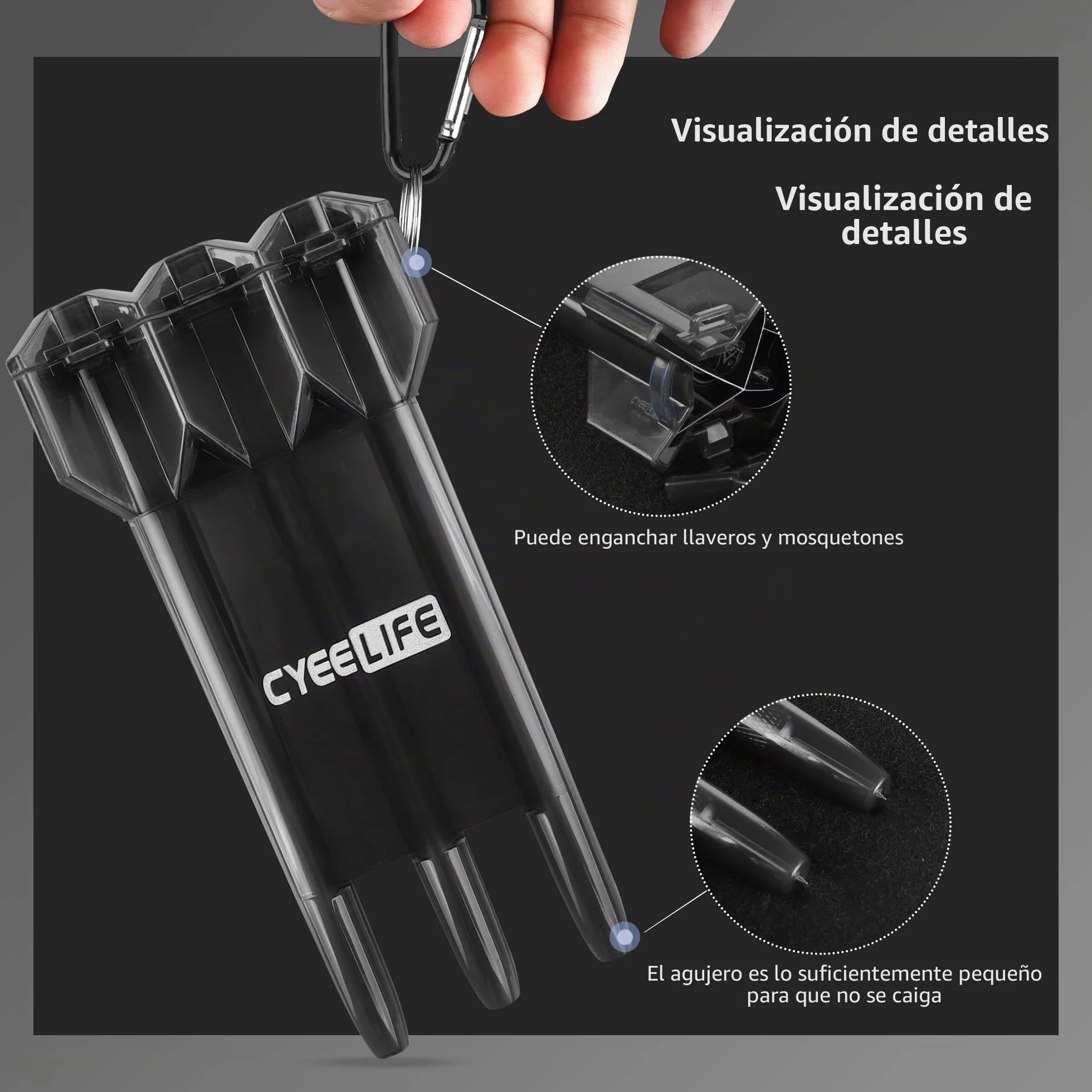 CyeeLife Funda de Transporte para Dardos, Ajustable, Caja de Almacenamiento Portátil con Cierre, Negro