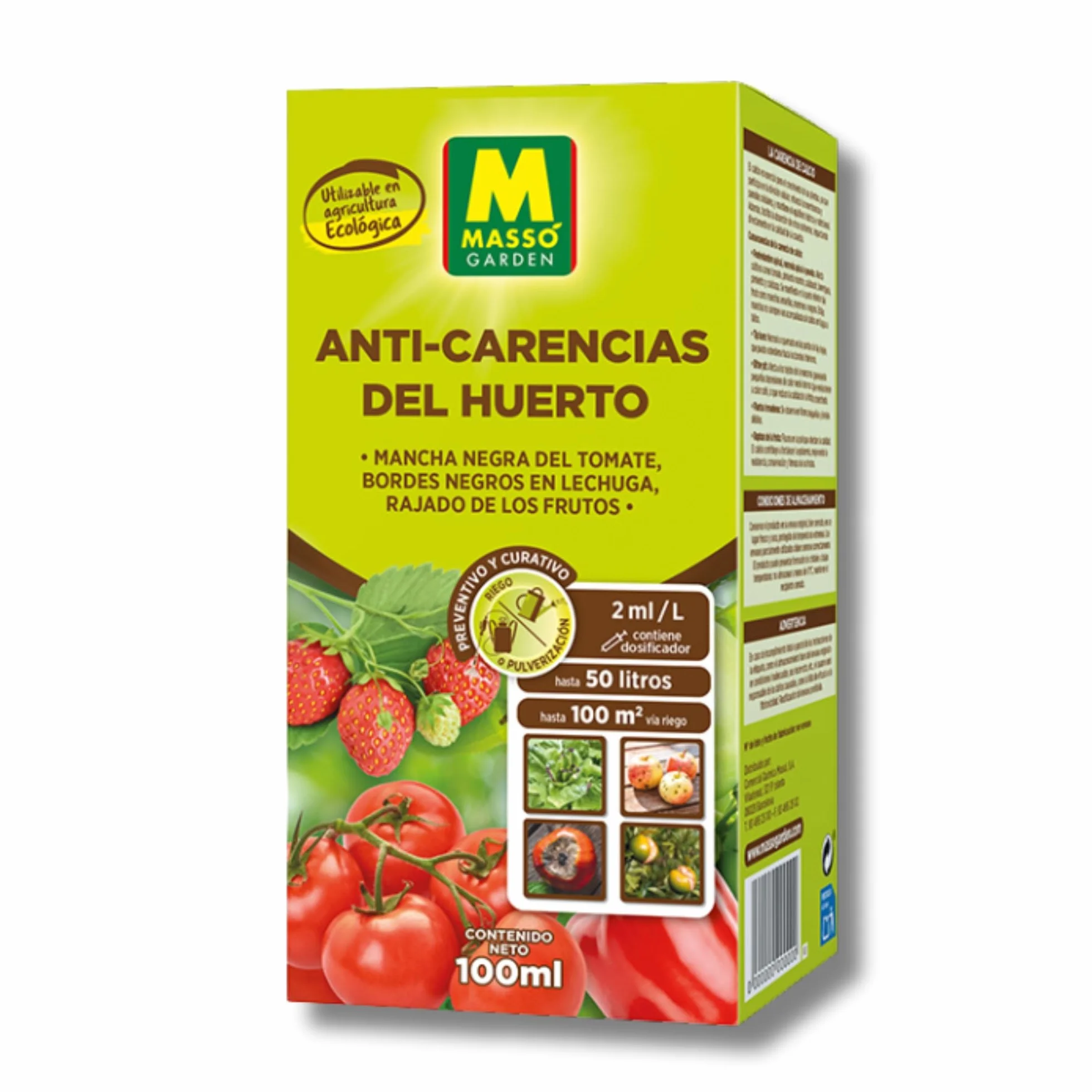 ANTI-CARENCIAS para Huerto ECO 100 ML MUY EFECTIVO | Corrector de Calcio para Tomate, Pimiento, Lechuga y Hortalizas | Previene Enfermedades como bordes negros o Bitter pit | Ecológico | Nexum Market