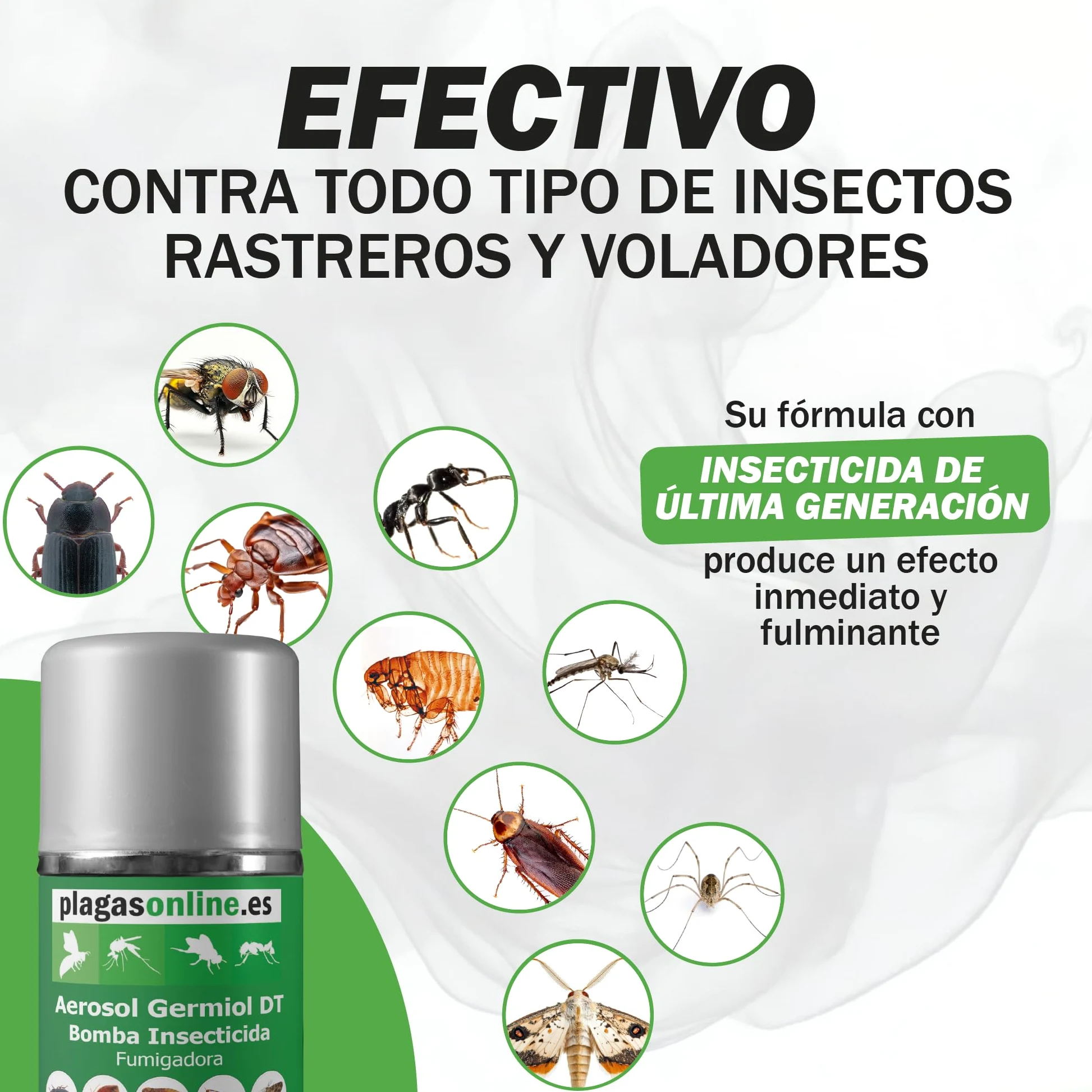Bomba Insecticida Fumigadora anti Chinches, Ácaros, Pulgas, Cucarachas, Mosquitos, Hormigas, Polillas… - Uso interiores - Acción Rápida y Duradera - 100ml (3 uds)