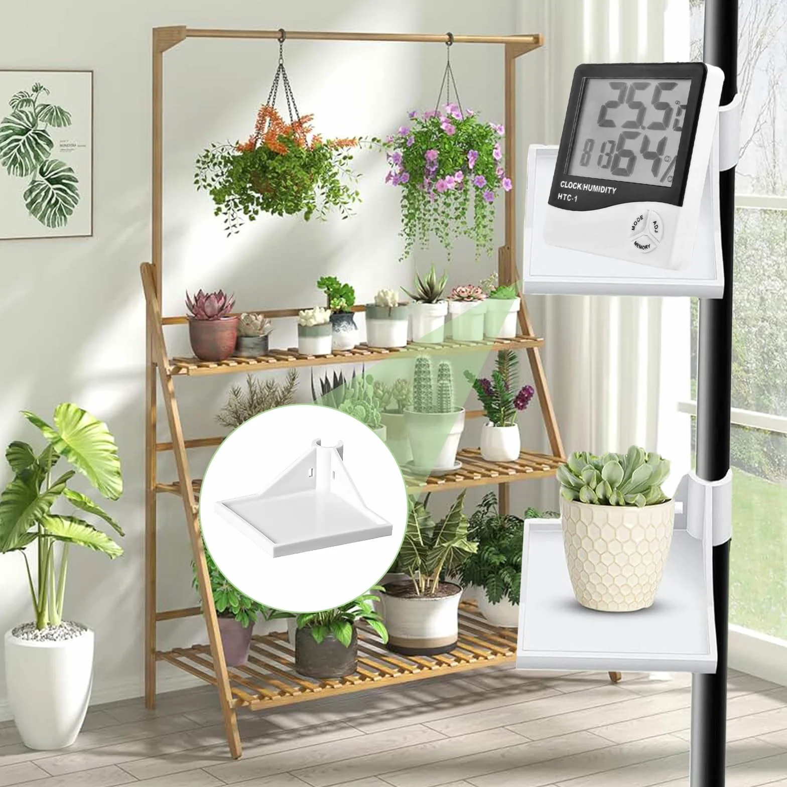 Accesorios para Tienda de Cultivo, 4 Pieza Estantes de Esquina para Tienda de Crecimiento, 8,9 x 8,9cm Accesorios Versátiles para Tienda de Cultivo, para Postes de Tienda de 16mm, Blanco(Reutilizable)