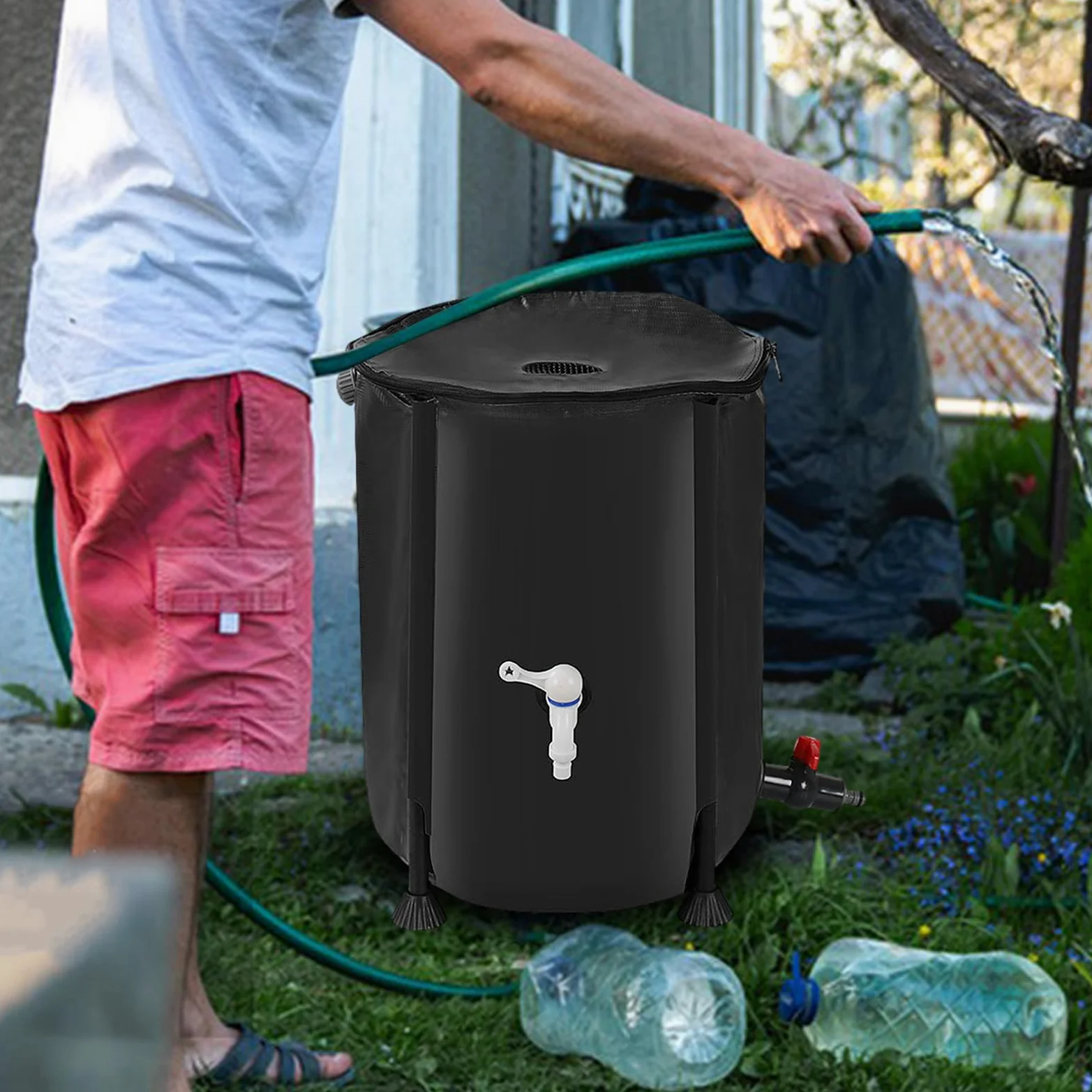 Colector de agua de barril de lluvia, colector de agua de lluvia de 200 l | colector de barril de lluvia portátil, barril colector de agua de lluvia a prueba de intemperie, colector de lluvia para