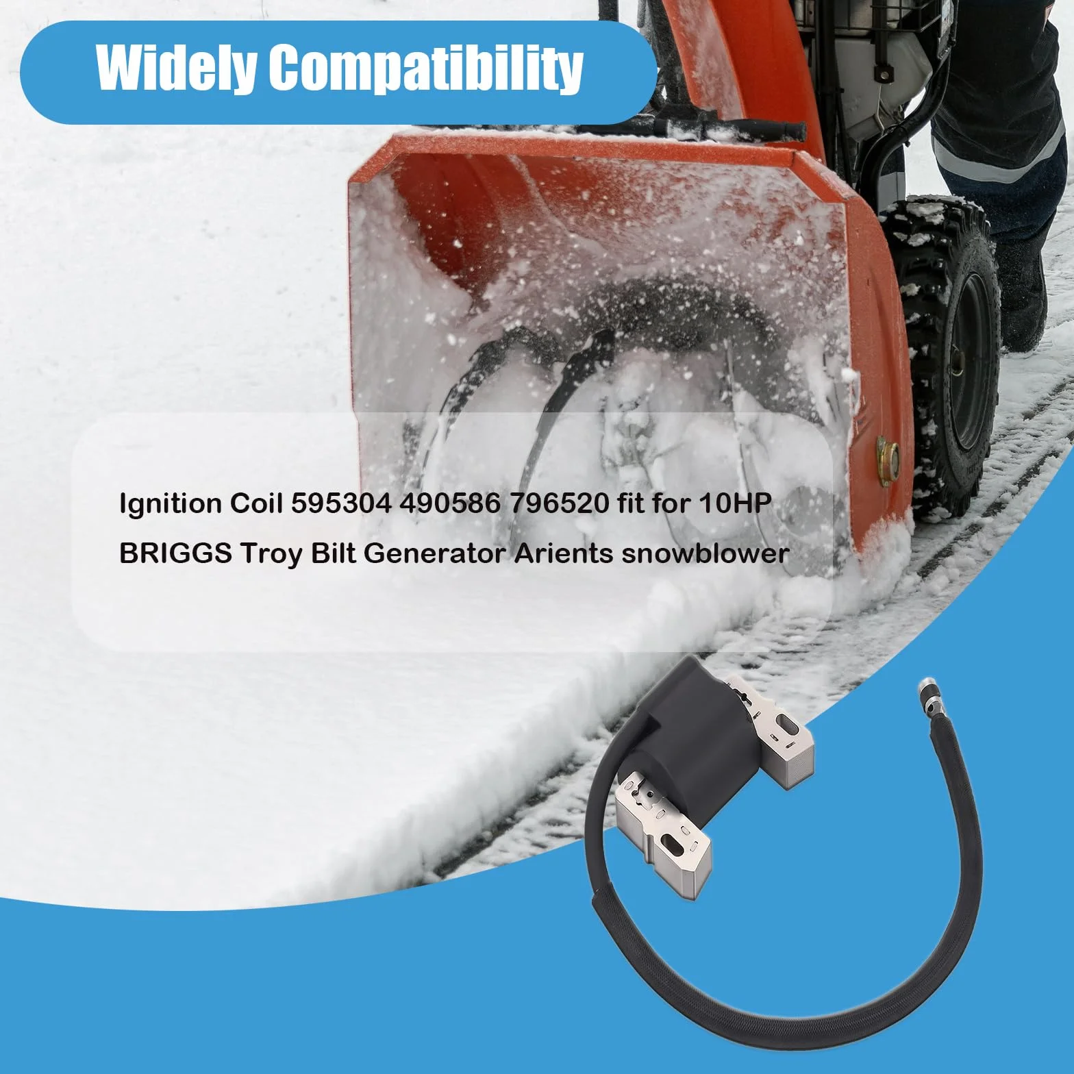 Bobina de encendido 595304 490586 796520 apta para soplador de nieve BRIGGS Troy Bilt de 10 HP