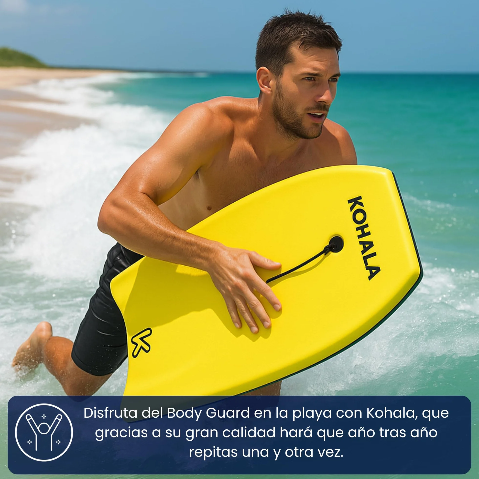 Kohala Bodyboard Tabla 40/42 Pulgadas Amarillo para Niños Adolescentes Adultos