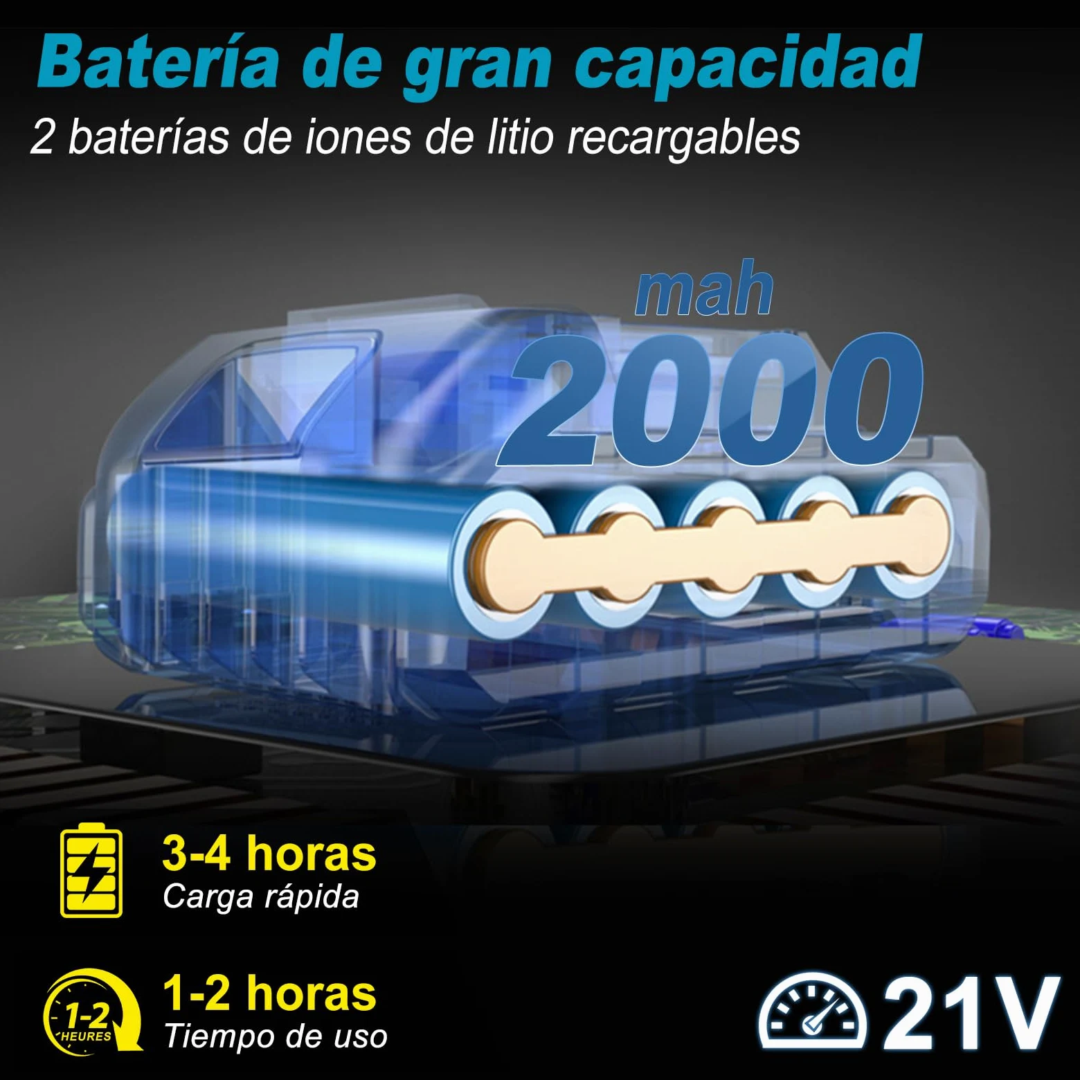 Tijeras de Podar Electricas 30mm Bateria 21V 2x2.0Ah Motor sin Escobillas 0.9kg