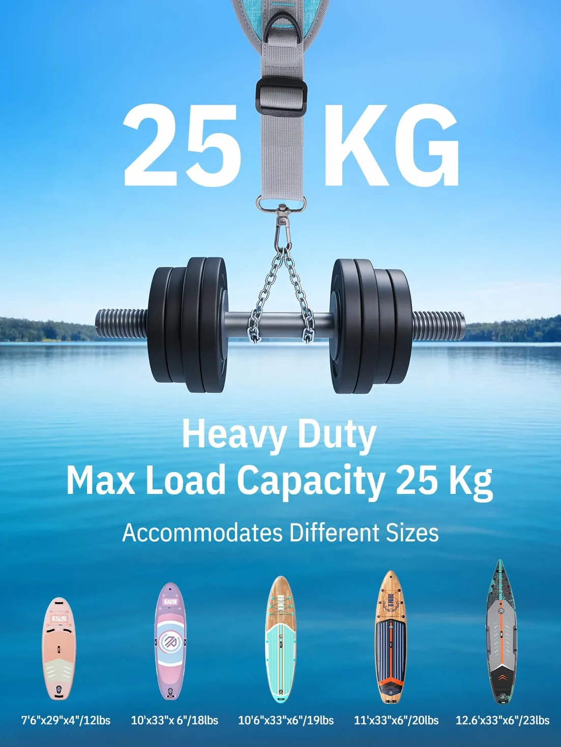 Correa de Transporte para Tabla de Paddle y Kayak Ajustable 44-52 Pulgadas