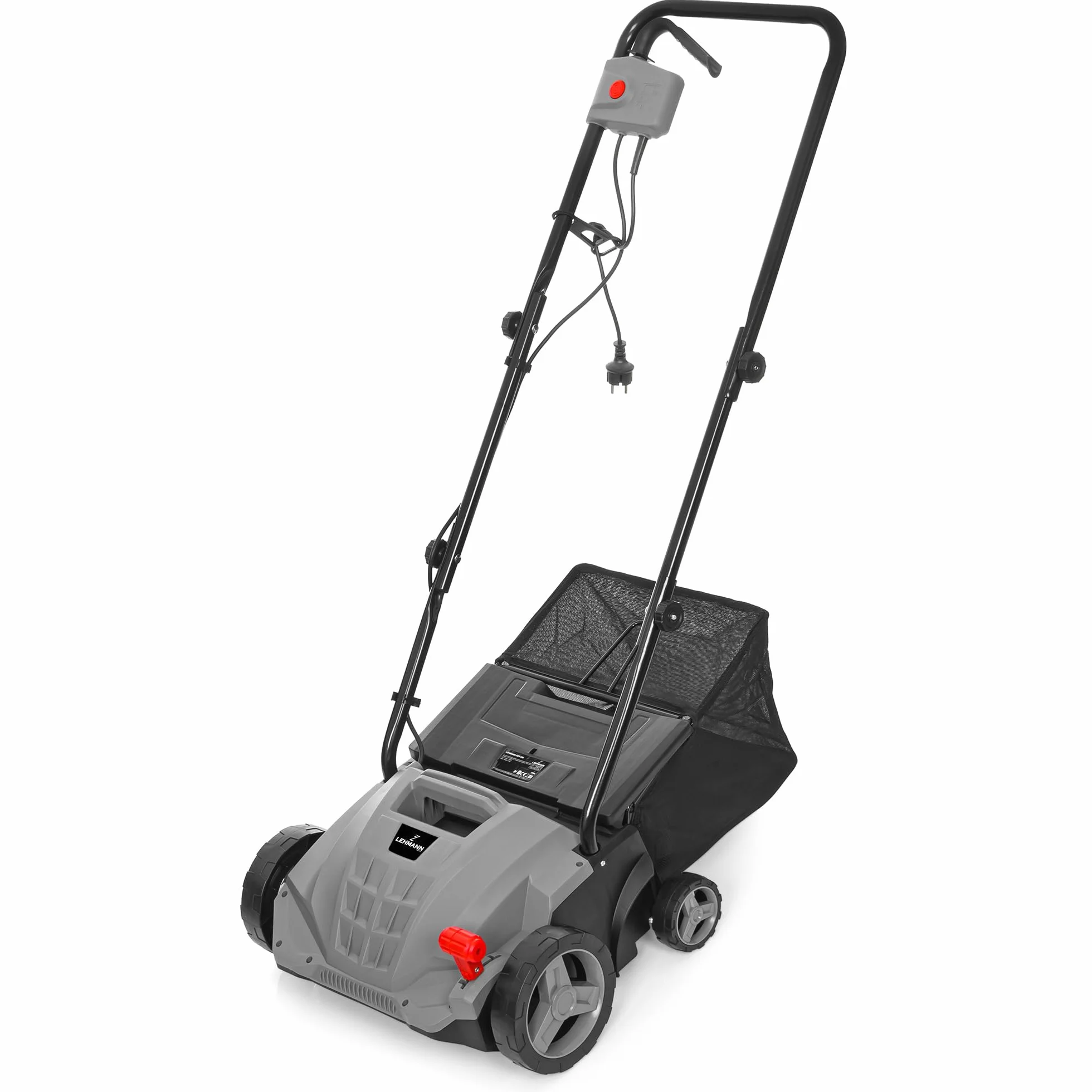 LEHMANN Alyssum - Escarificador de espuma (2 w1, 1500 W, escarificador eléctrico con ancho de trabajo de 32 cm, profundidad de trabajo ajustable en 4 niveles de -12 biz + 4 mm