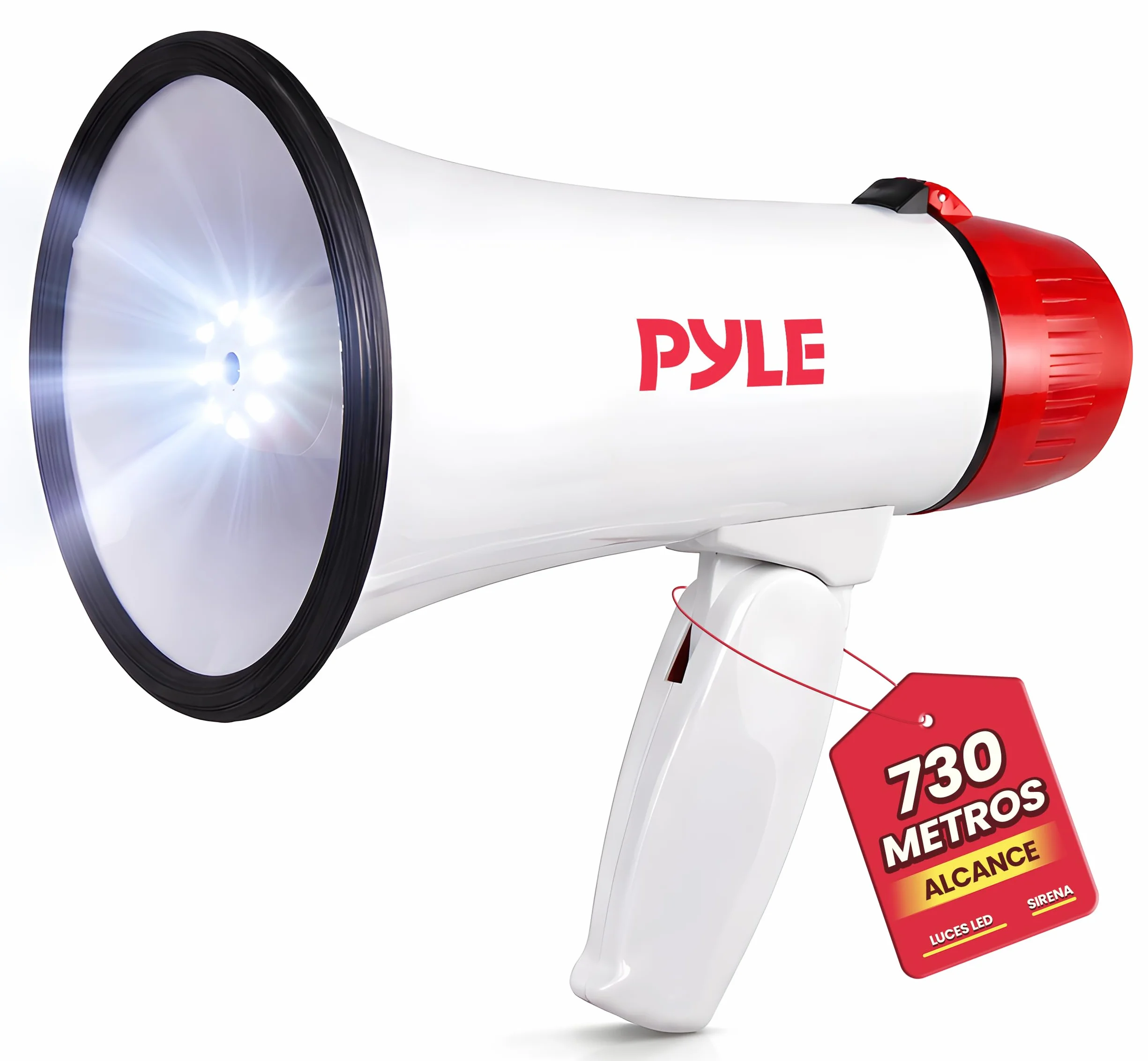 Pyle Megafono 30W z Sirena i Luces LED, Regulowany Głośność