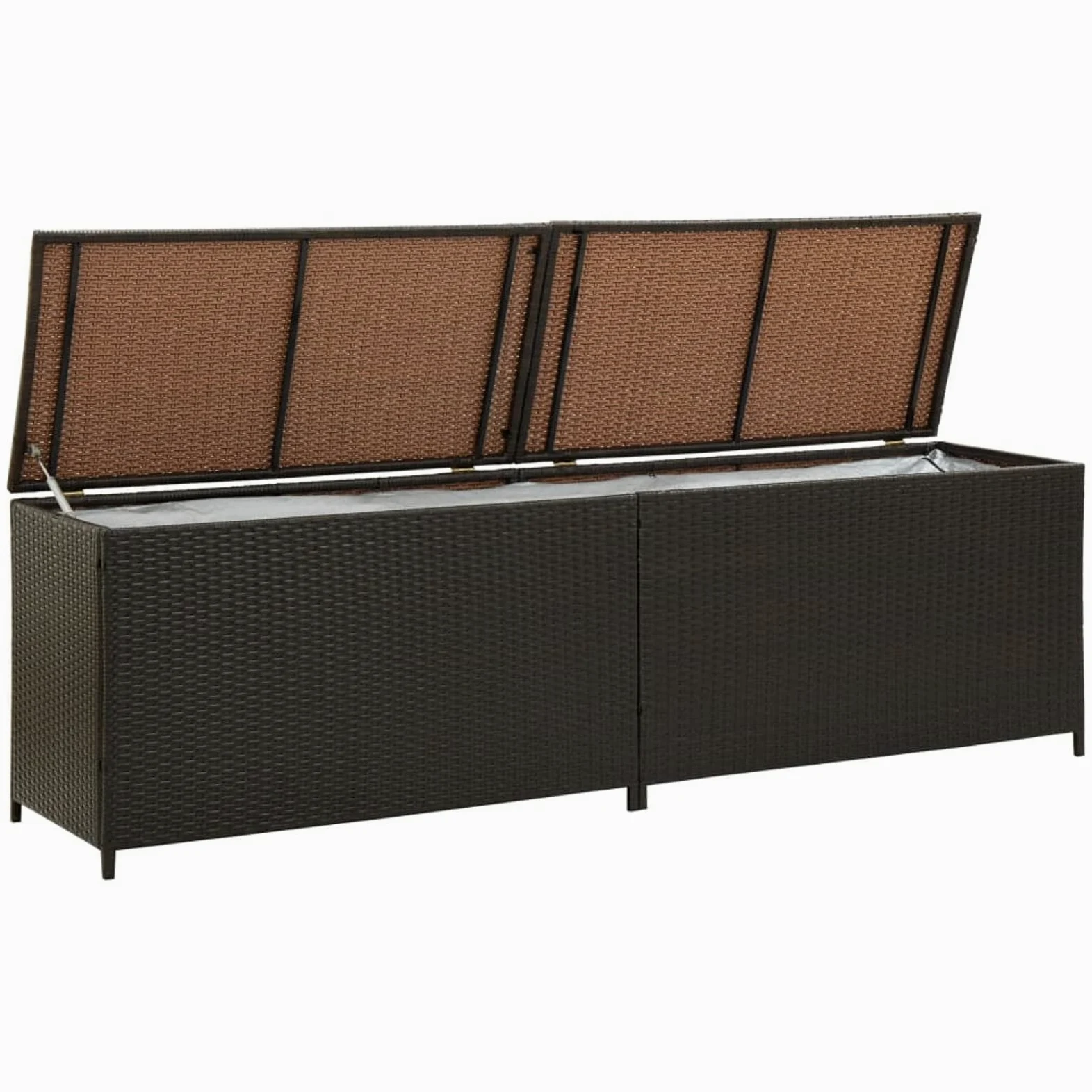 Gecheer Caja de Almacenaje de Ratán Sintético Marrón - 200x50x60 cm, Resistente a la Intemperie, Adecuada para Jardín y Terraza