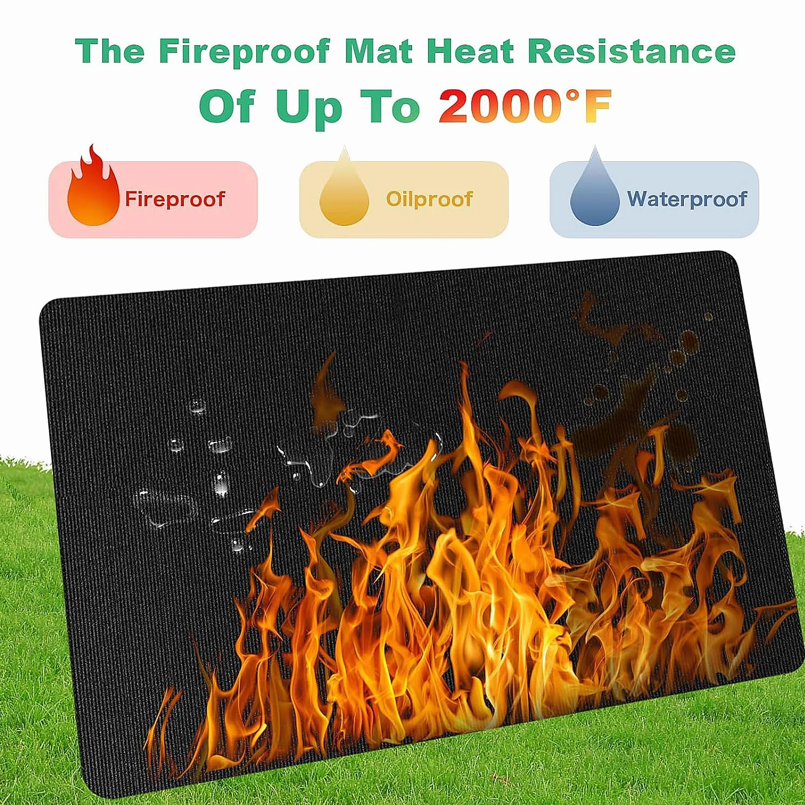 122 x 165cm Alfombrilla Parrilla Fogones, Barbacoa Protector Suelo, Alfombra Barbacoa Exterior Fibra de Vidrio de Silicona, Alfombra Barbacoa Exterior