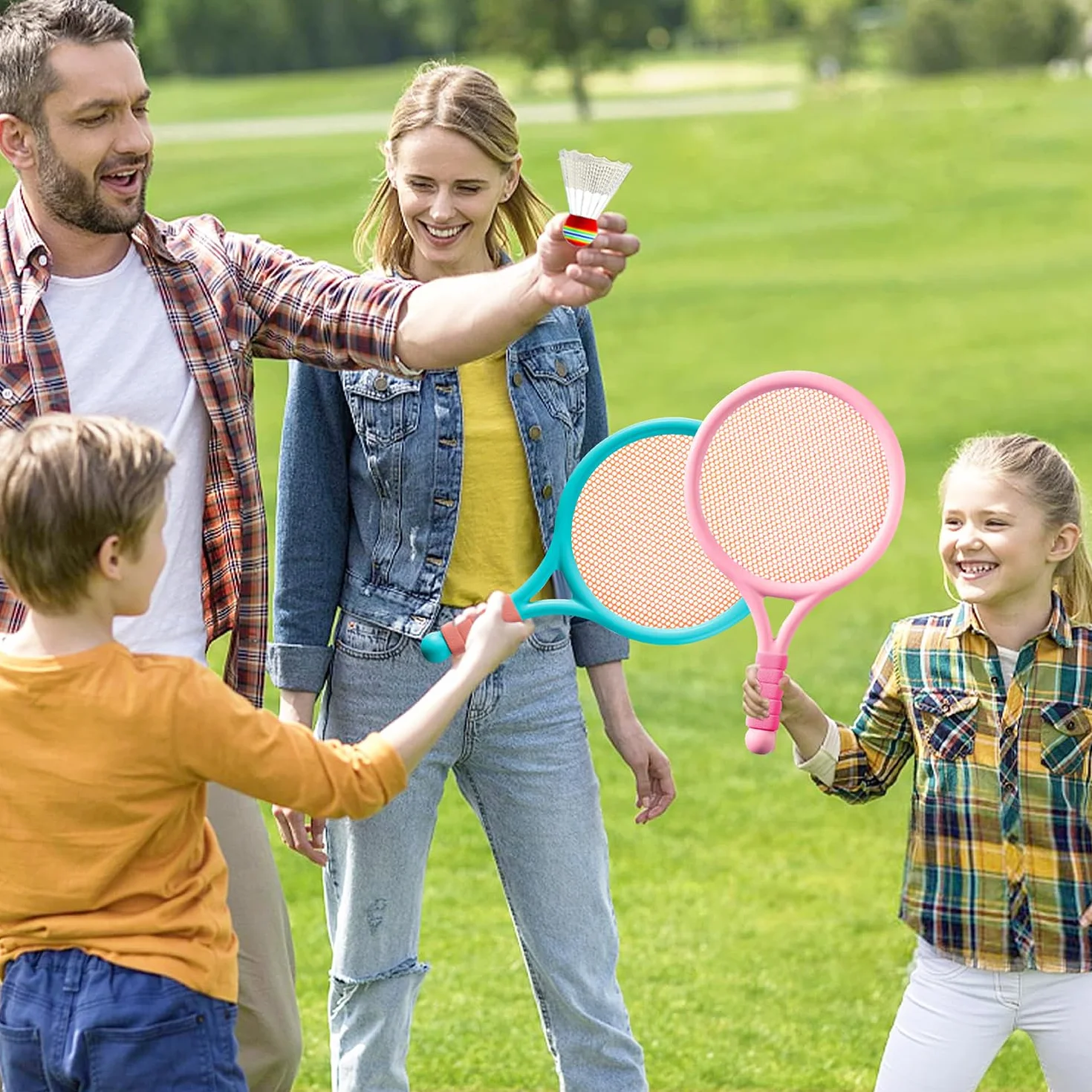 Raqueta de Tenis para Niños Interior y Exterior Azul Rosa