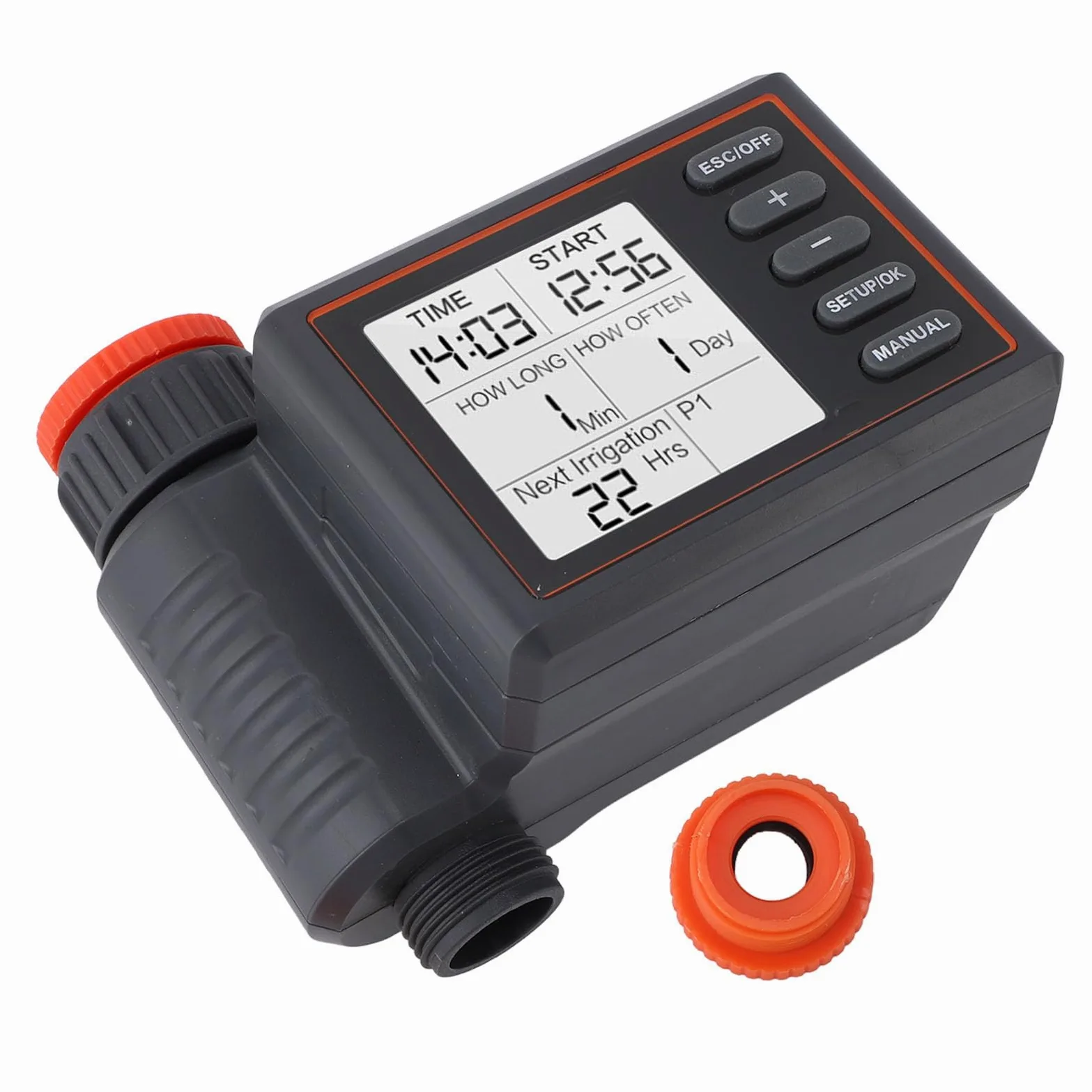 Aramox Temporizador de Aspersor, Temporizador de Agua Inteligente ABS para Manguera de Jardín, Controlador de Riego Automático Programable, Tiempo y Volumen de Riego Ajustables para Plantas de